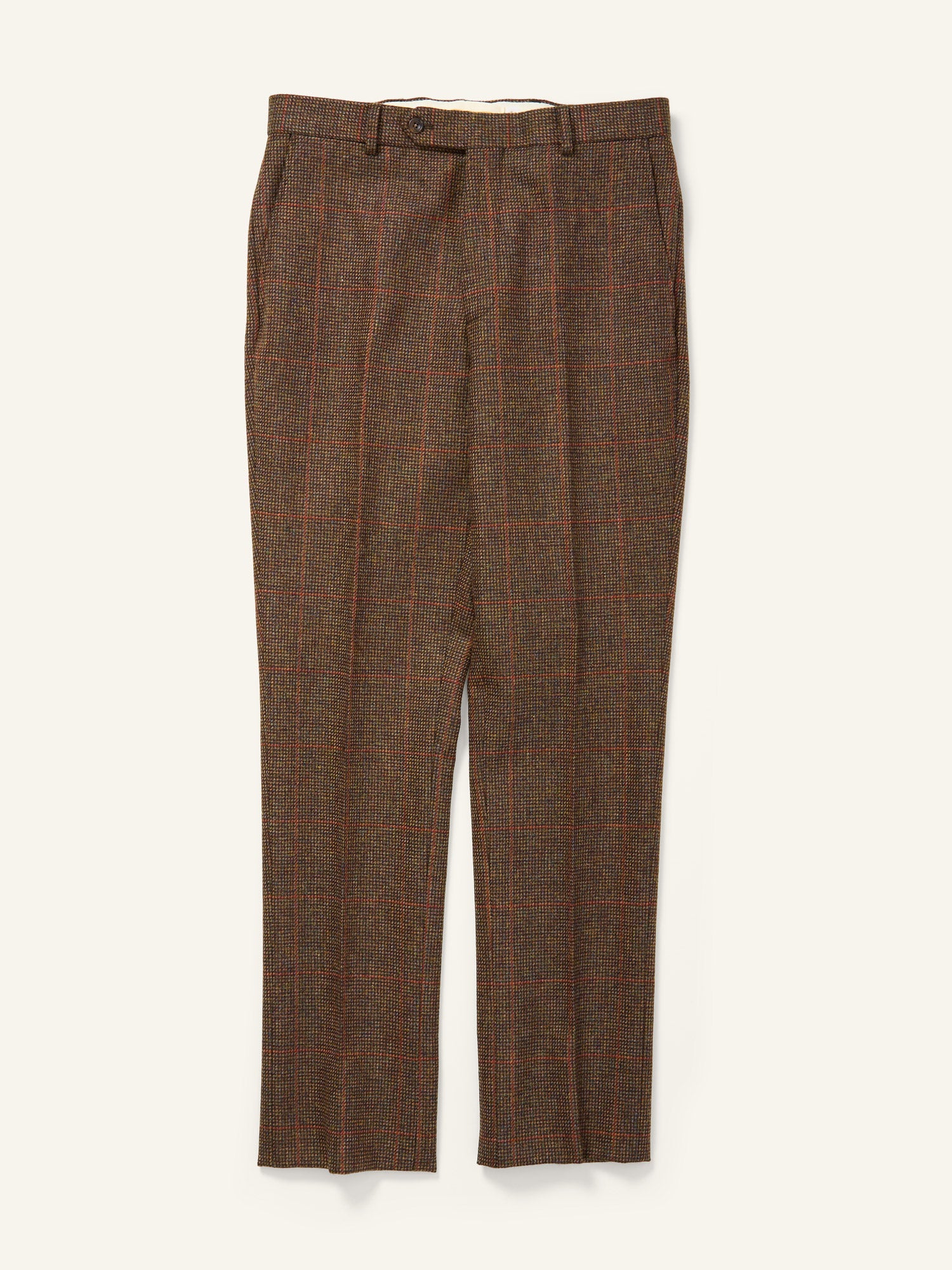 3-Piece Tweed Suit Brown Windowpane