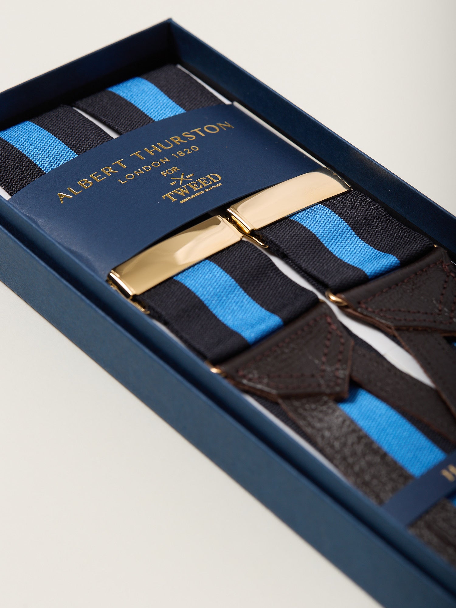 Barathea Braces Black Blue Striped