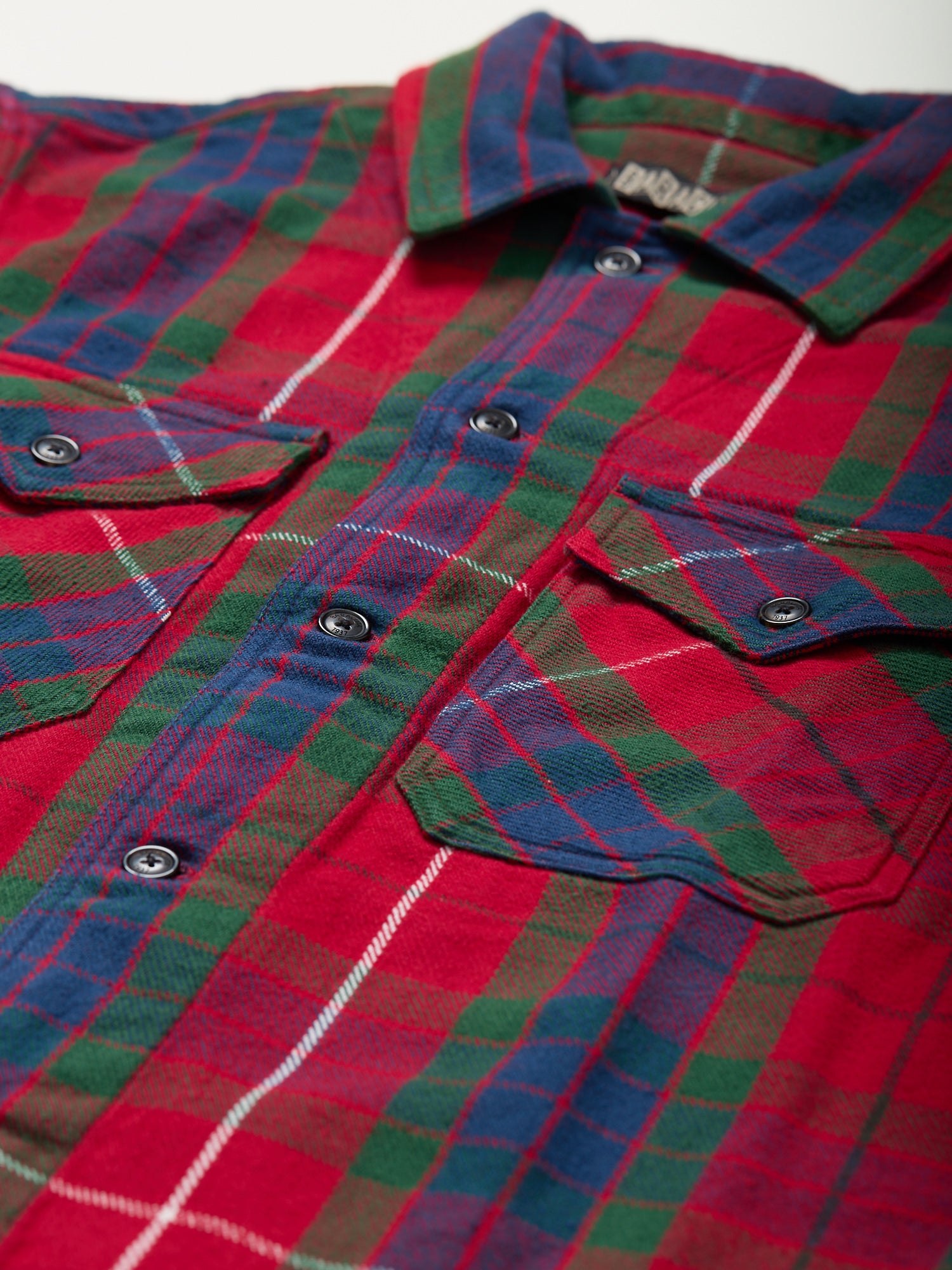 Brushed Flannel Overshirt Hunting Tartan Red