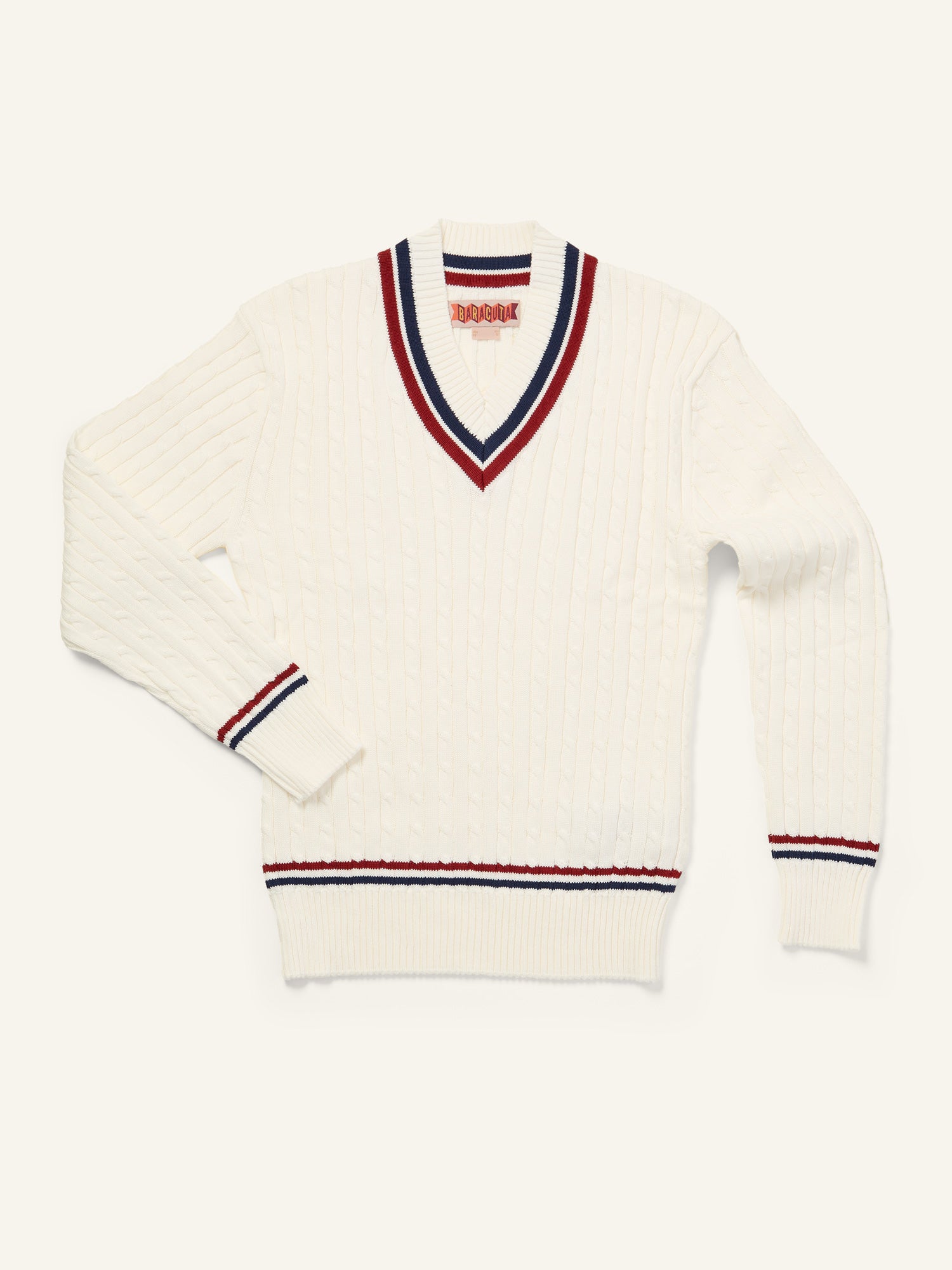 Cotton Cable Cricket Jumper Off White