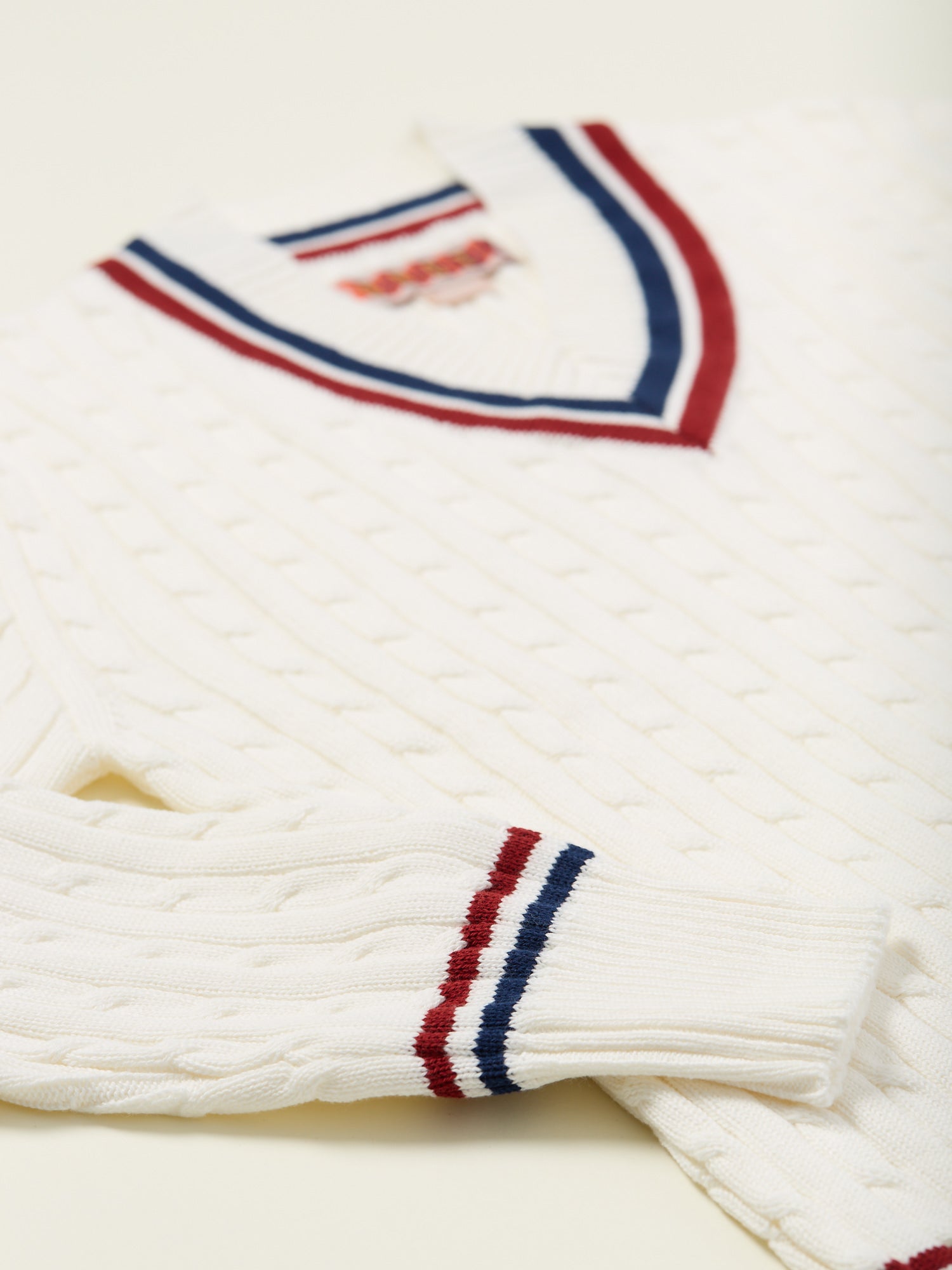 Cotton Cable Cricket Jumper Off White
