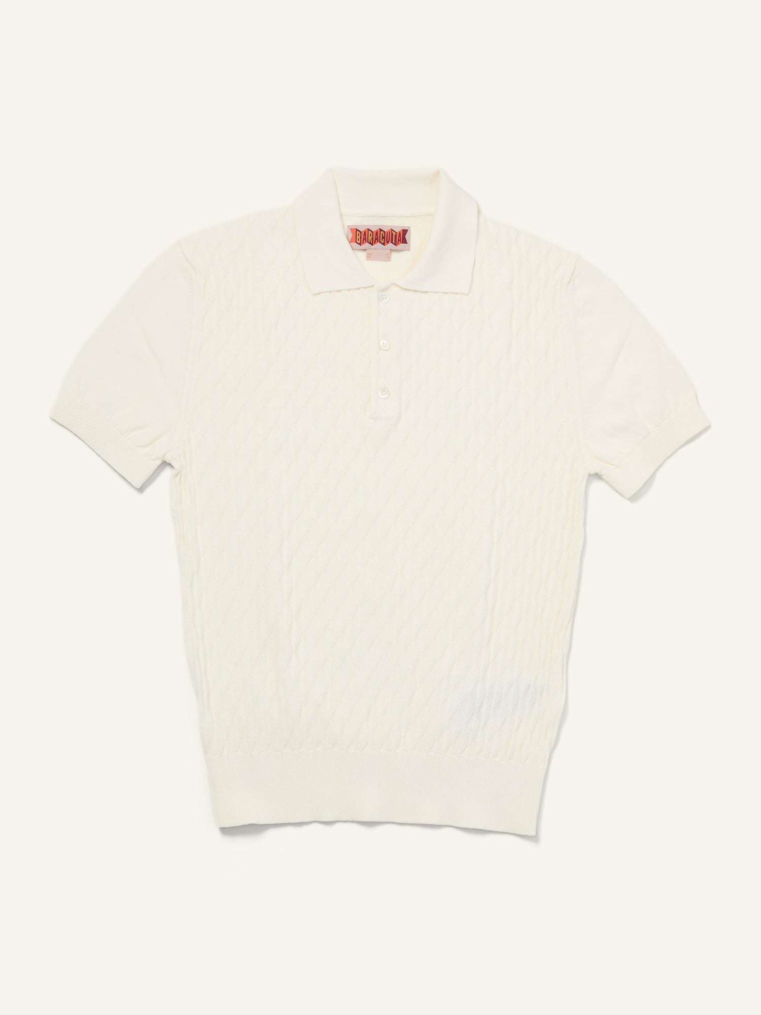 Diamond Knit Polo Shirt Off White