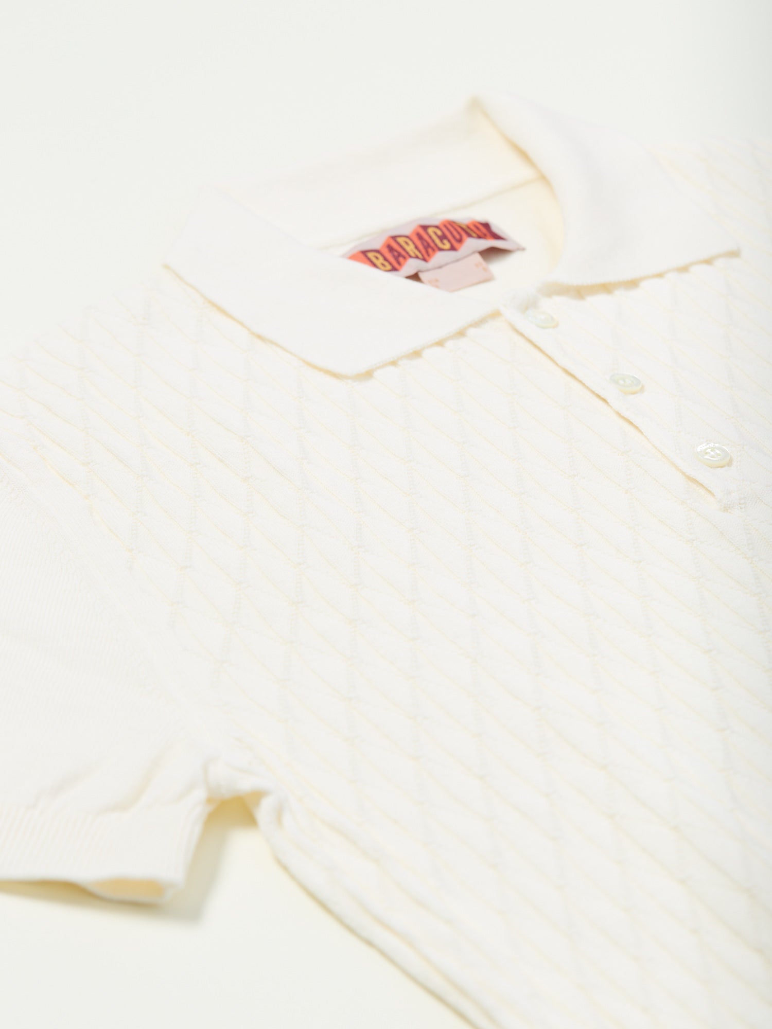 Diamond Knit Polo Shirt Off White