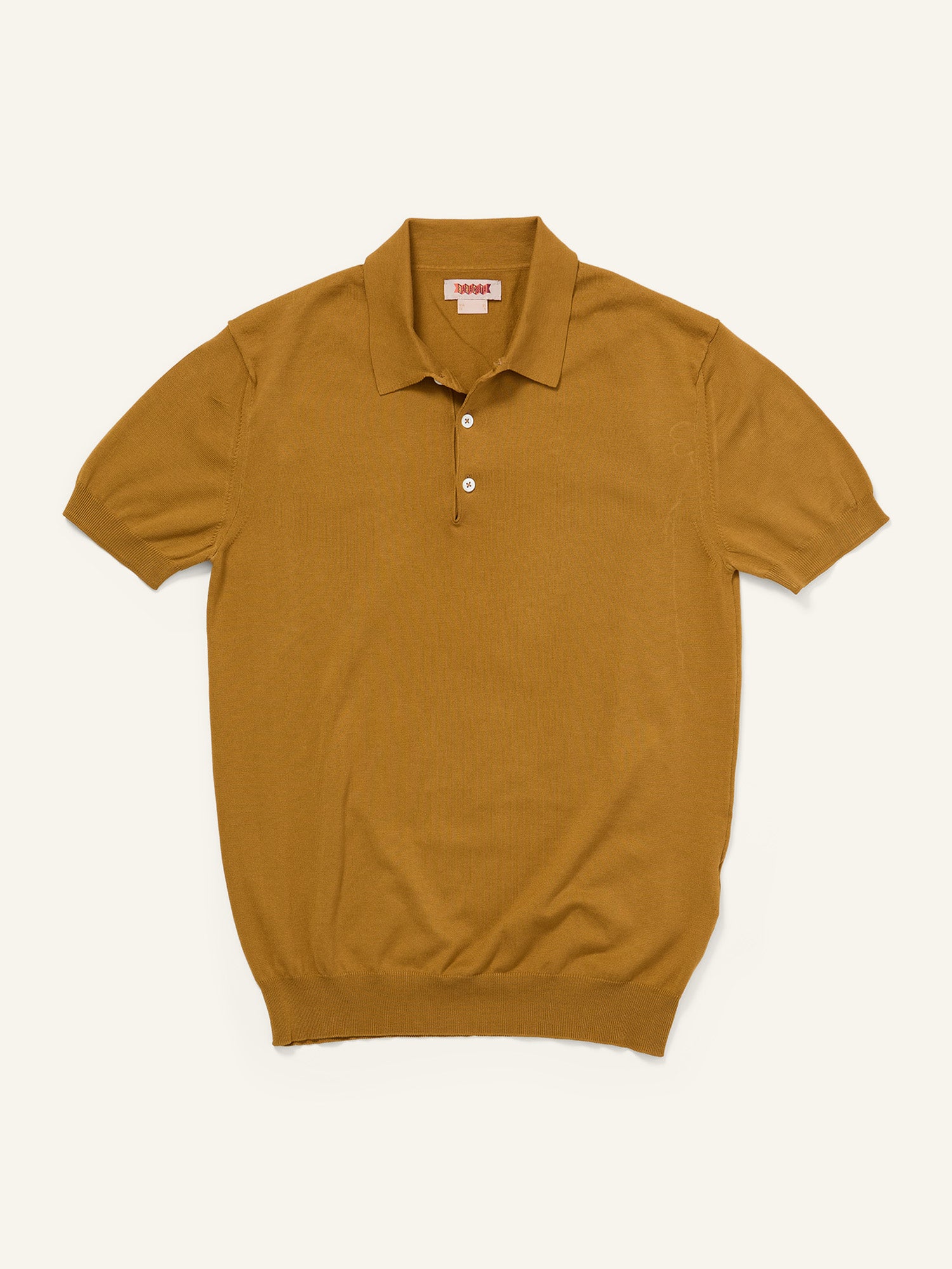 Knit Cotton Polo Shirt Tobacco