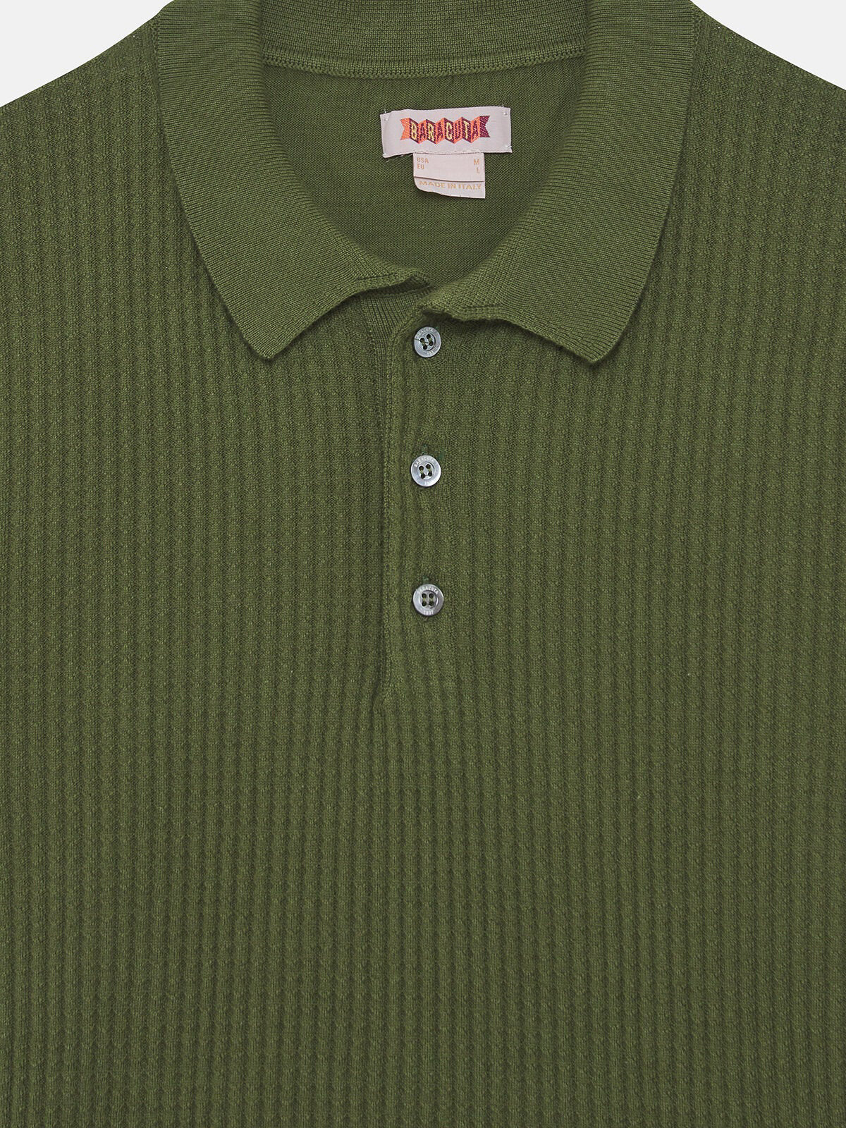 Waffle Knit Cotton Polo Shirt Nato Green