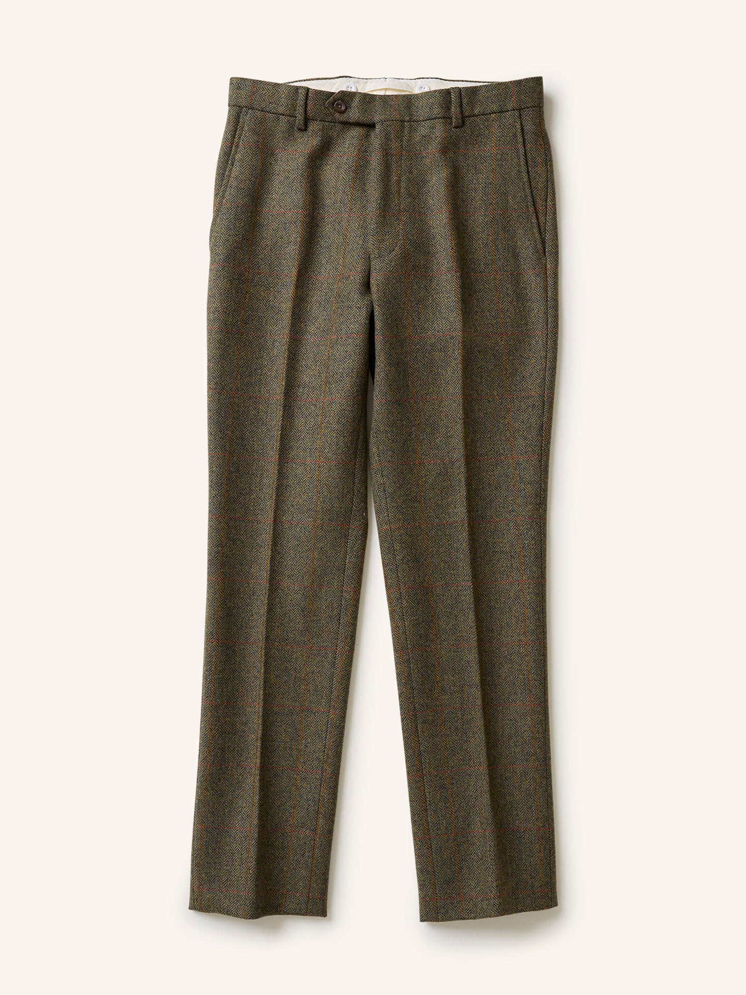 3-Piece Tweed Suit Green HB Windowpane