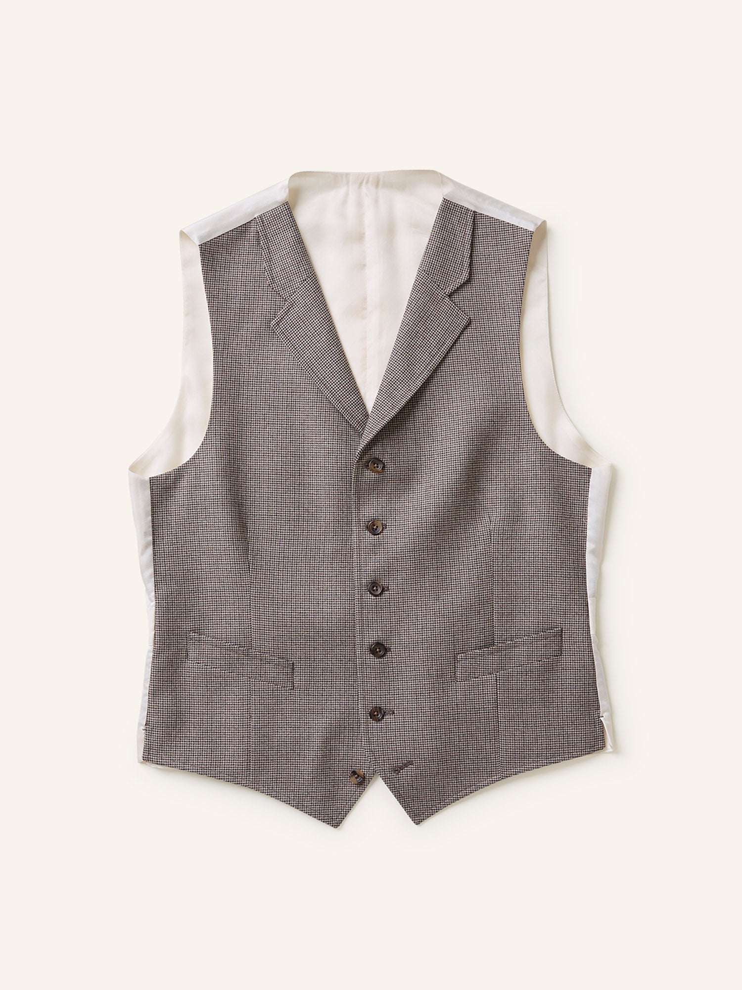 3-Piece Wosted Suit Puppytooth Beige