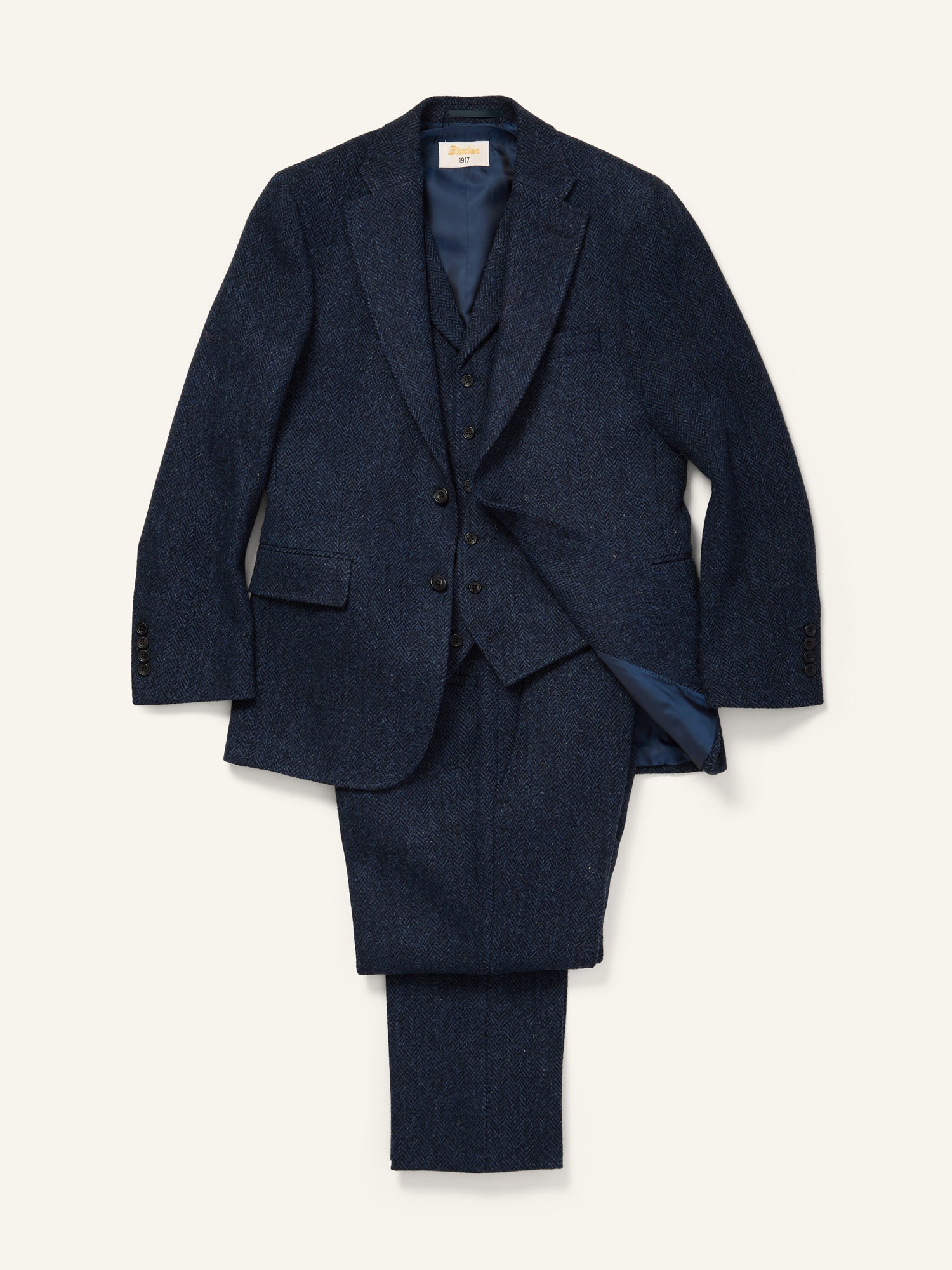 Harris Tweed 3-piece Suit Navy Herringbone