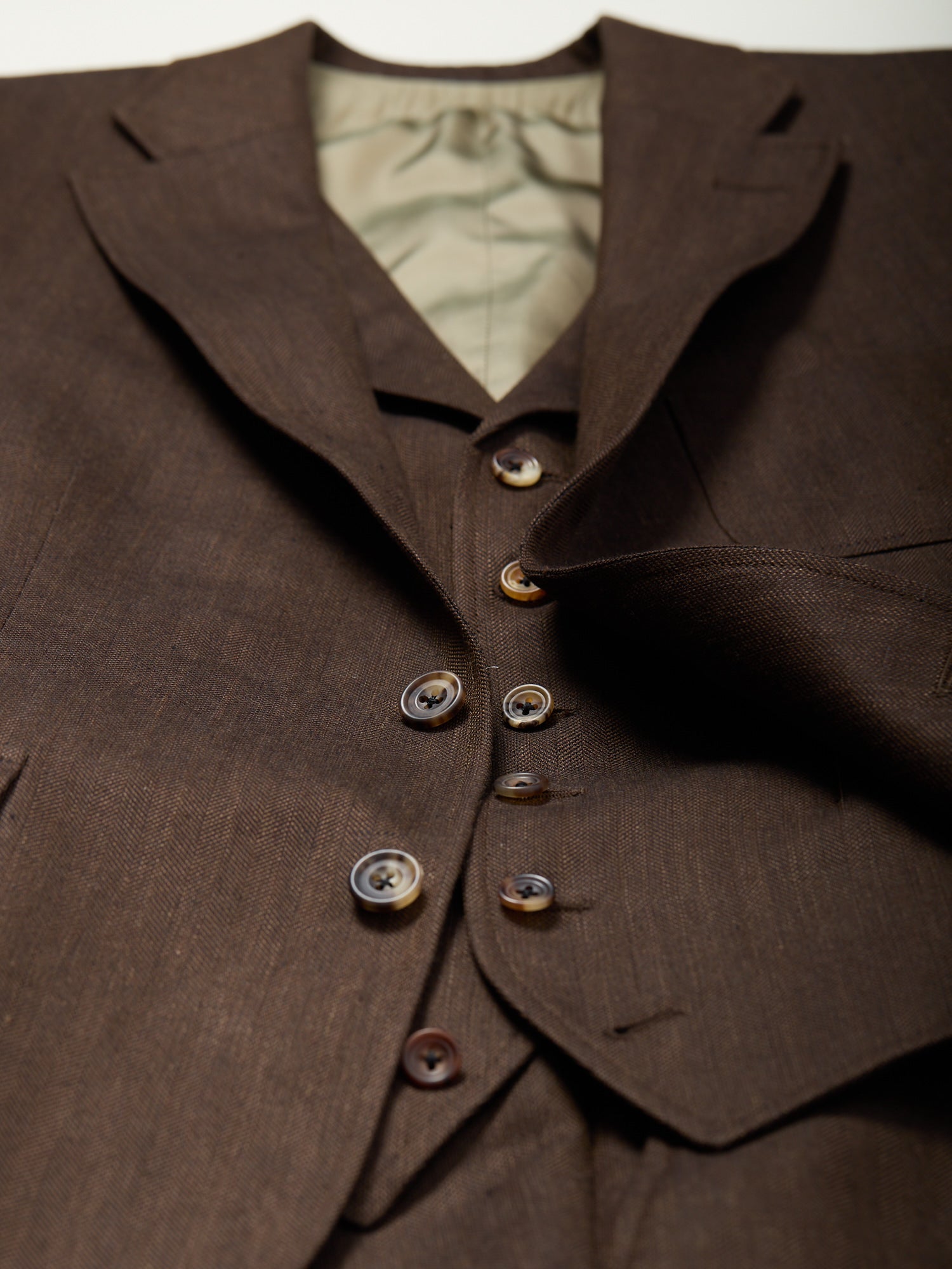 3-piece Wool/Linen Suit Dark Brown HB