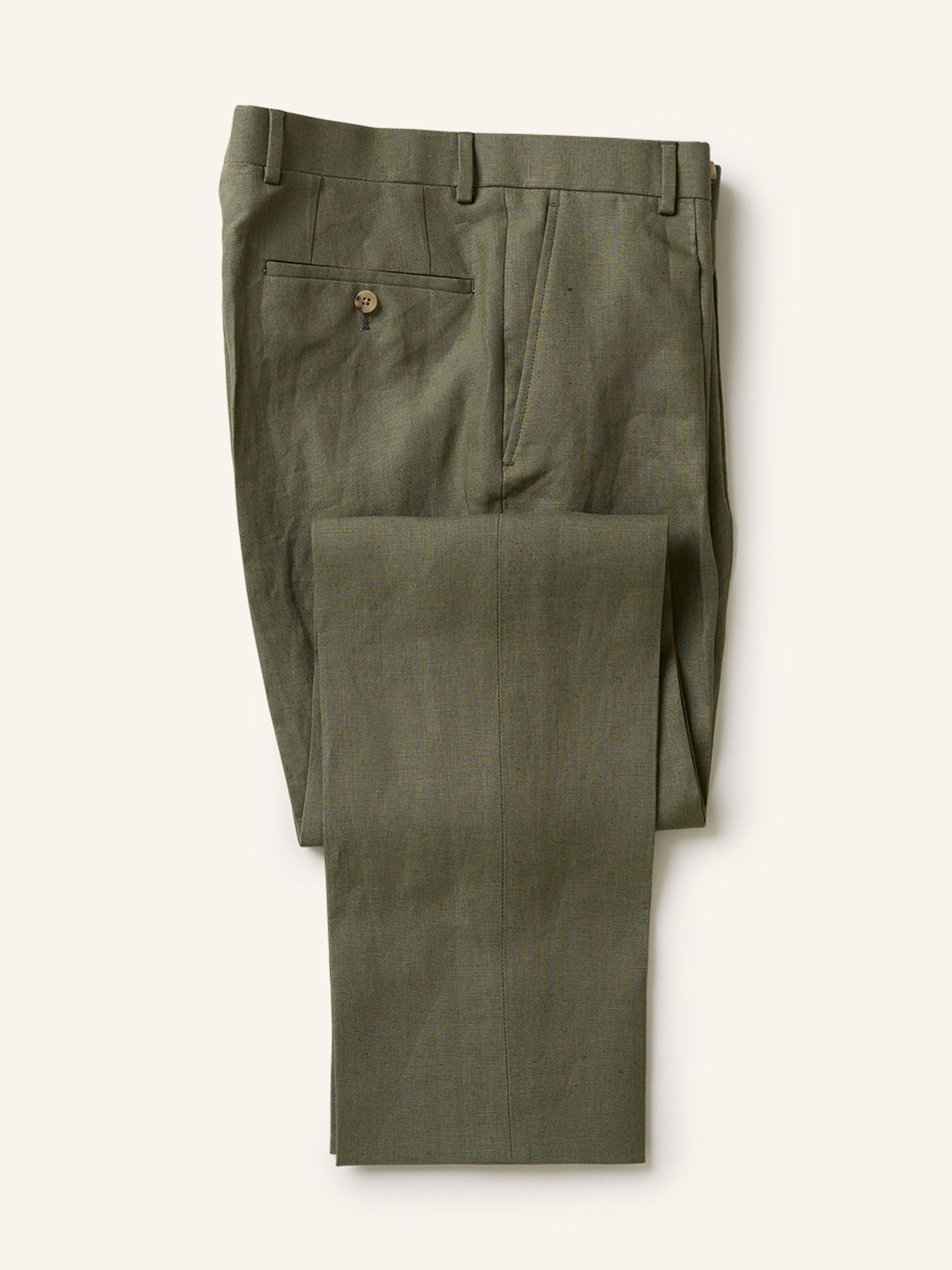Bladen Colkirk Tropical Irish Linen Trousers Prairie Green