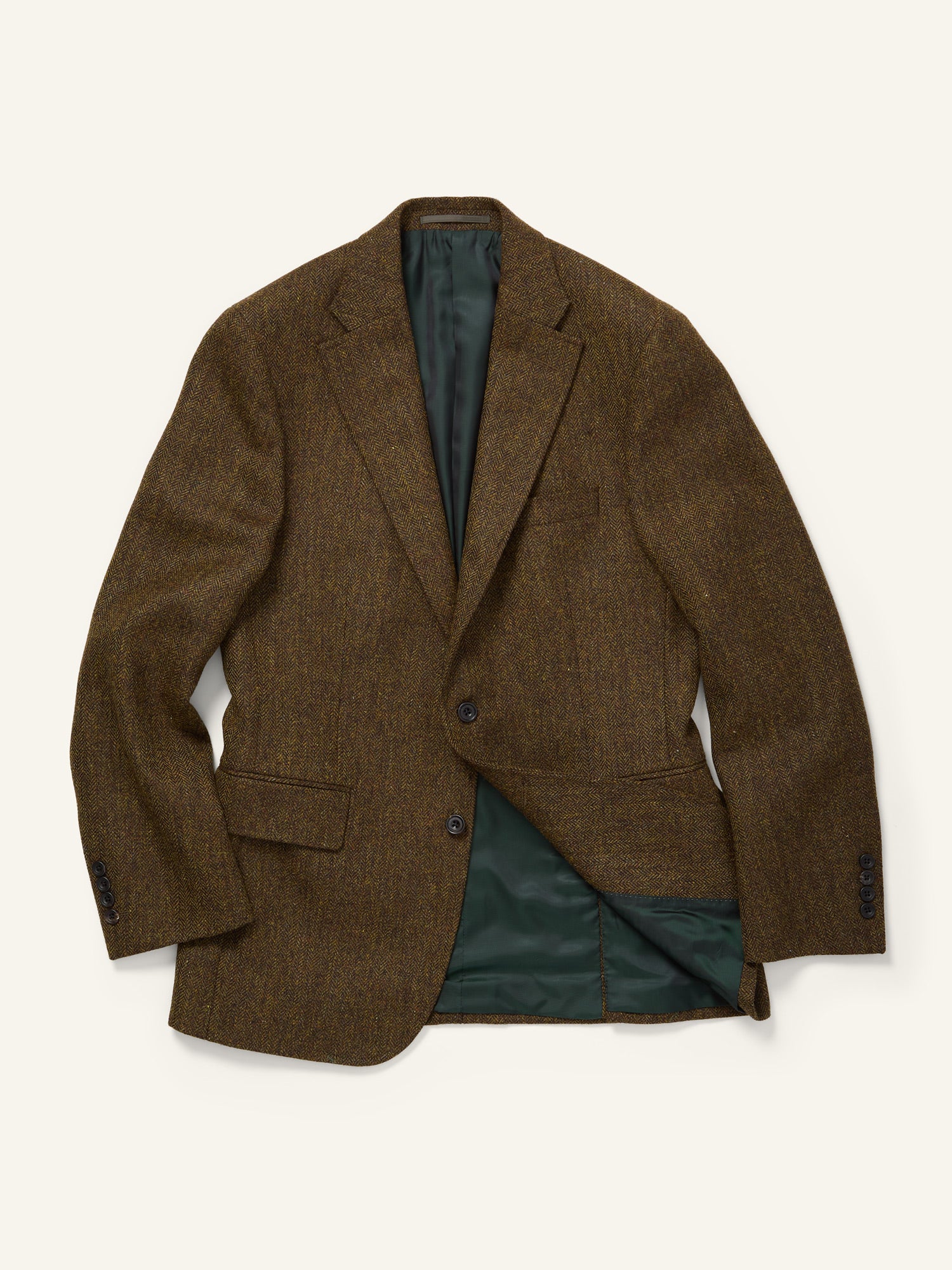 Gunton Herringbone Tweed Jacket Olive