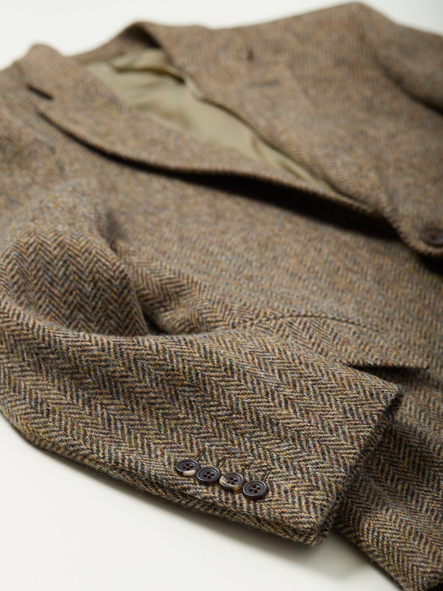 Gunton Harris Tweed Jacket Beige Herringbone