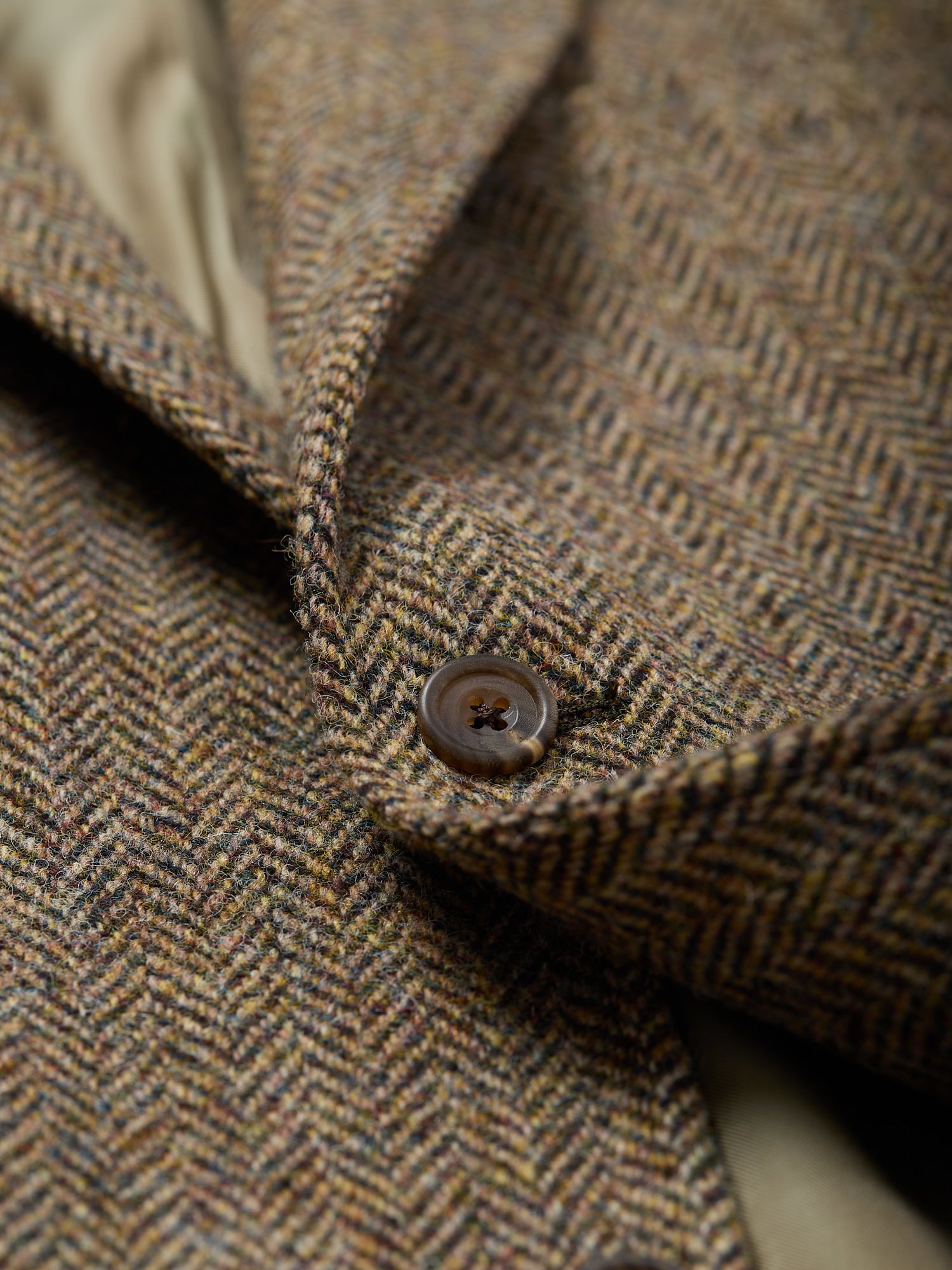 Gunton Harris Tweed Jacket Beige Herringbone