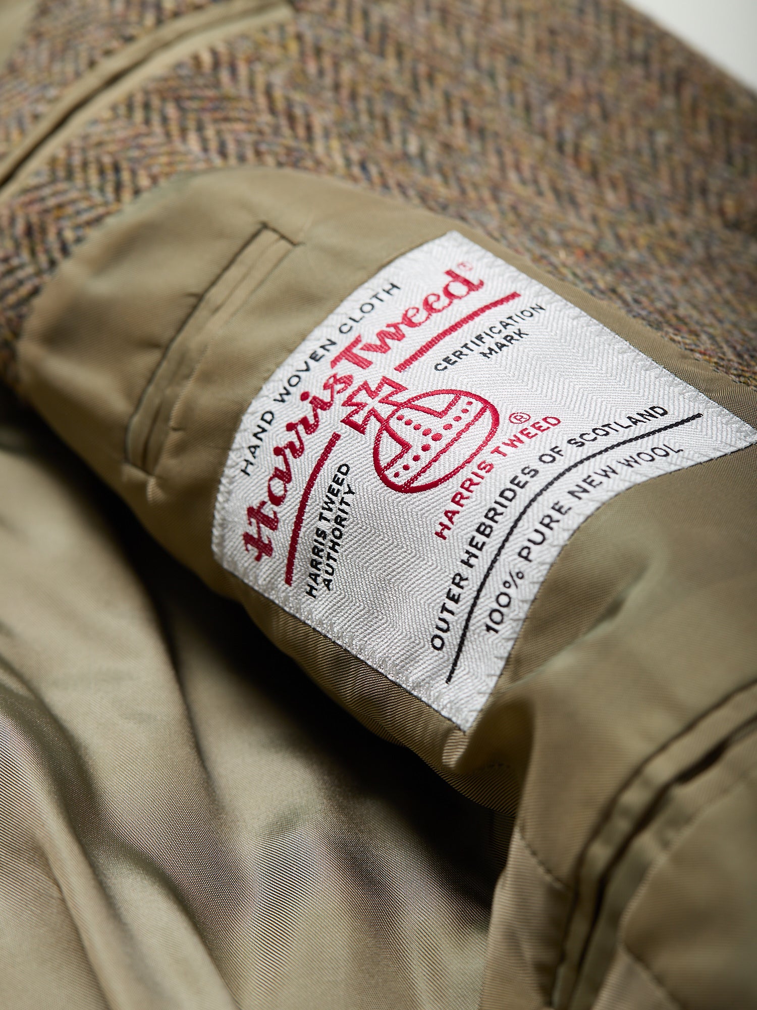 Gunton Harris Tweed Jacket Beige Herringbone