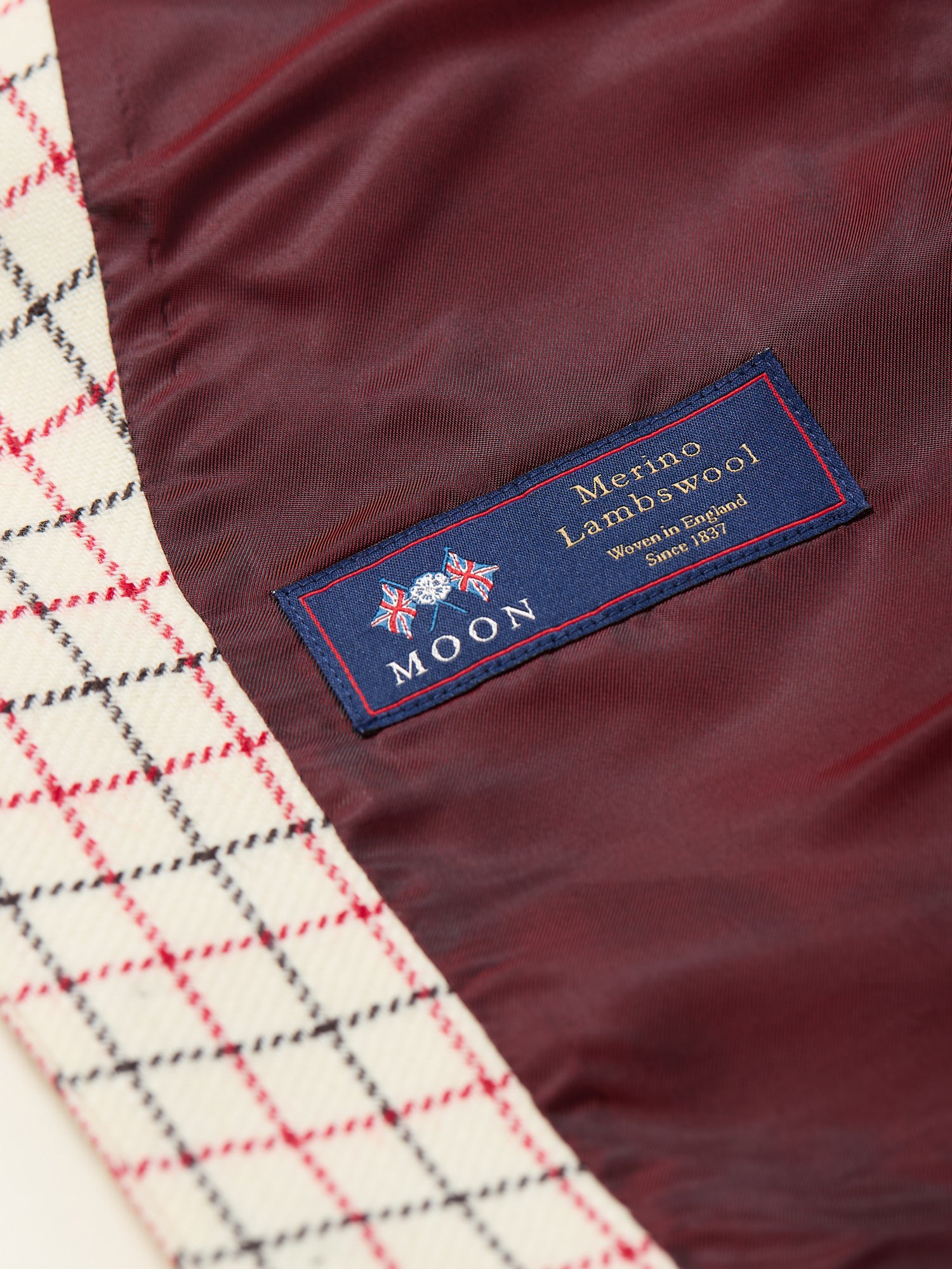 Horsey Wool Tattersal Waistcoat Ecru/Red/Black