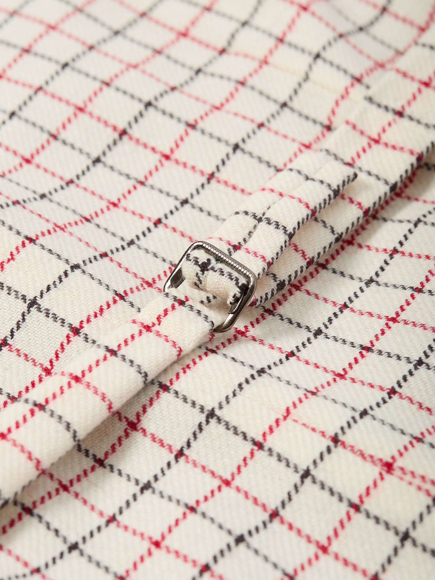 Horsey Wool Tattersal Waistcoat Ecru/Red/Black