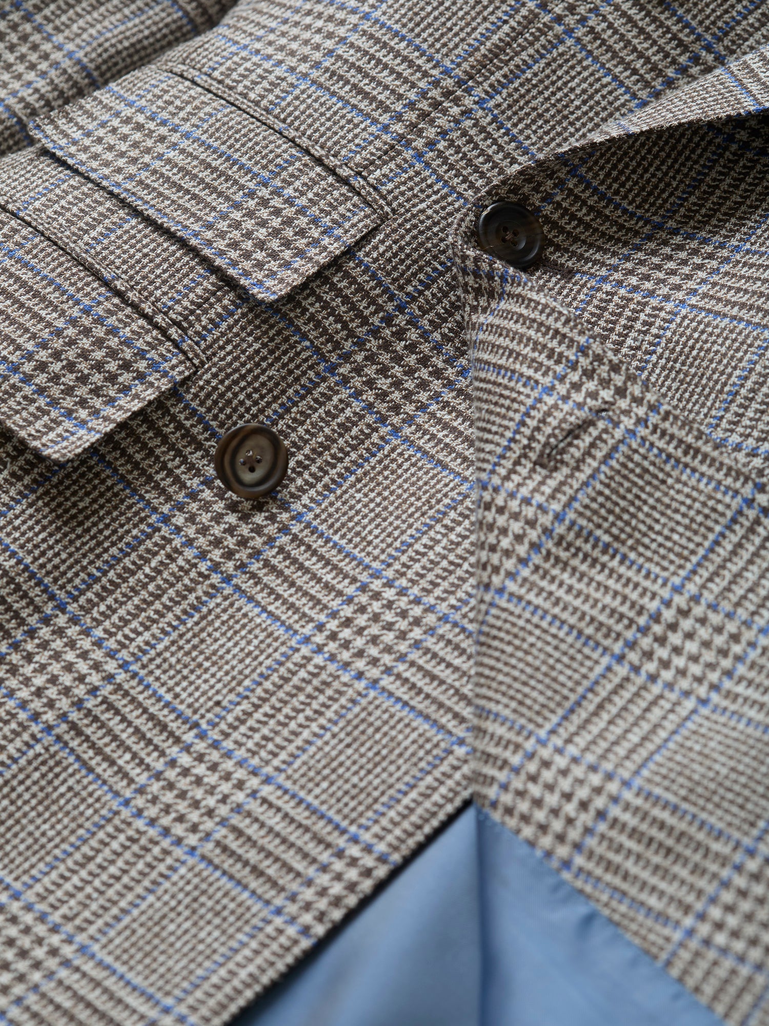 Shelton Wool/Linen/Silk DB Jacket Beige Glencheck