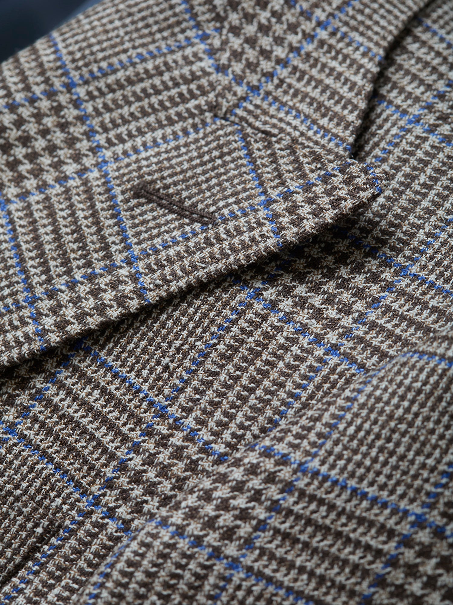 Shelton Wool/Linen/Silk DB Jacket Beige Glencheck