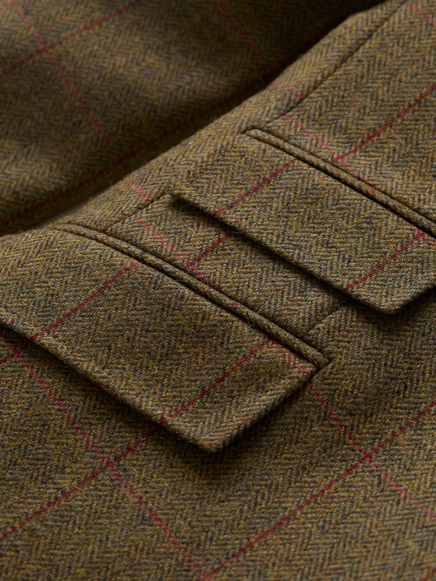 Hacking Cheviot Tweed Jacket Green HB Windowpane