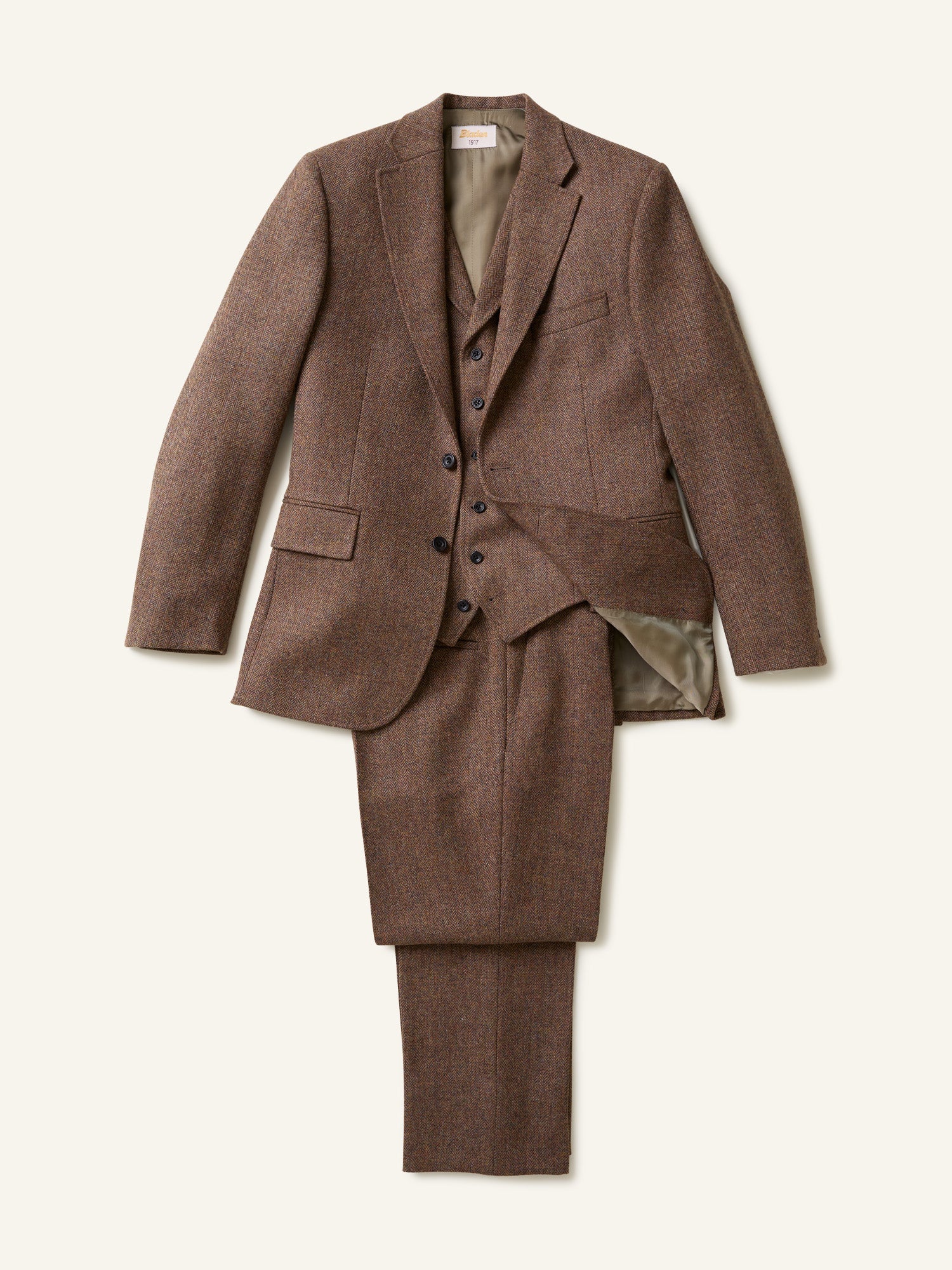 Lynford Herringbone Tweed Waistcoat Brown