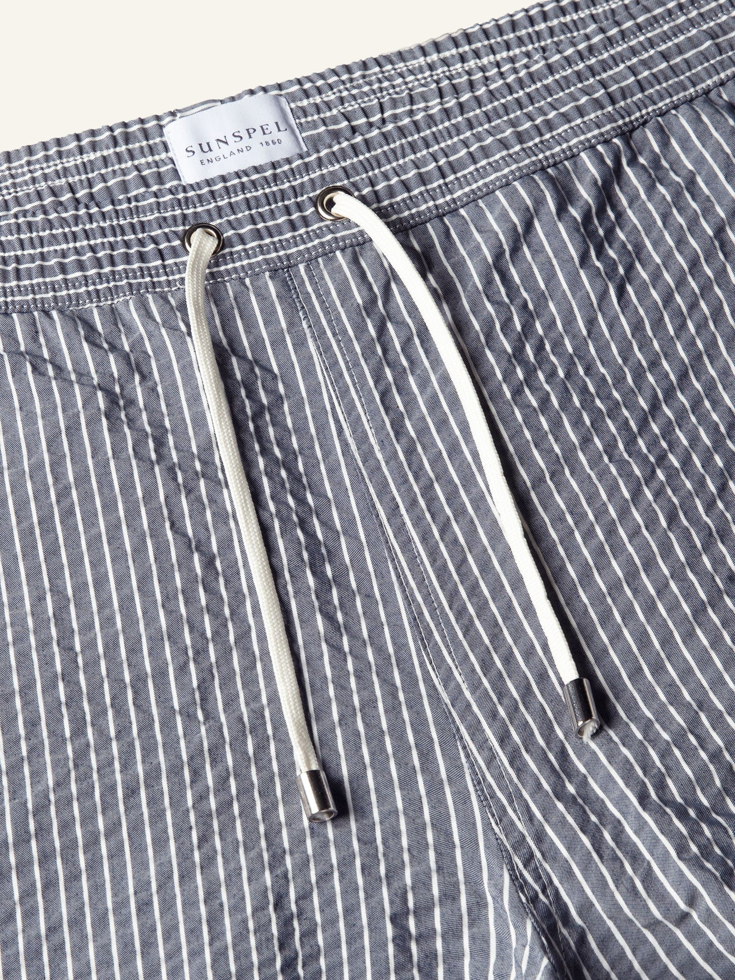 Stripe Seersucker Swimshort Navy/White