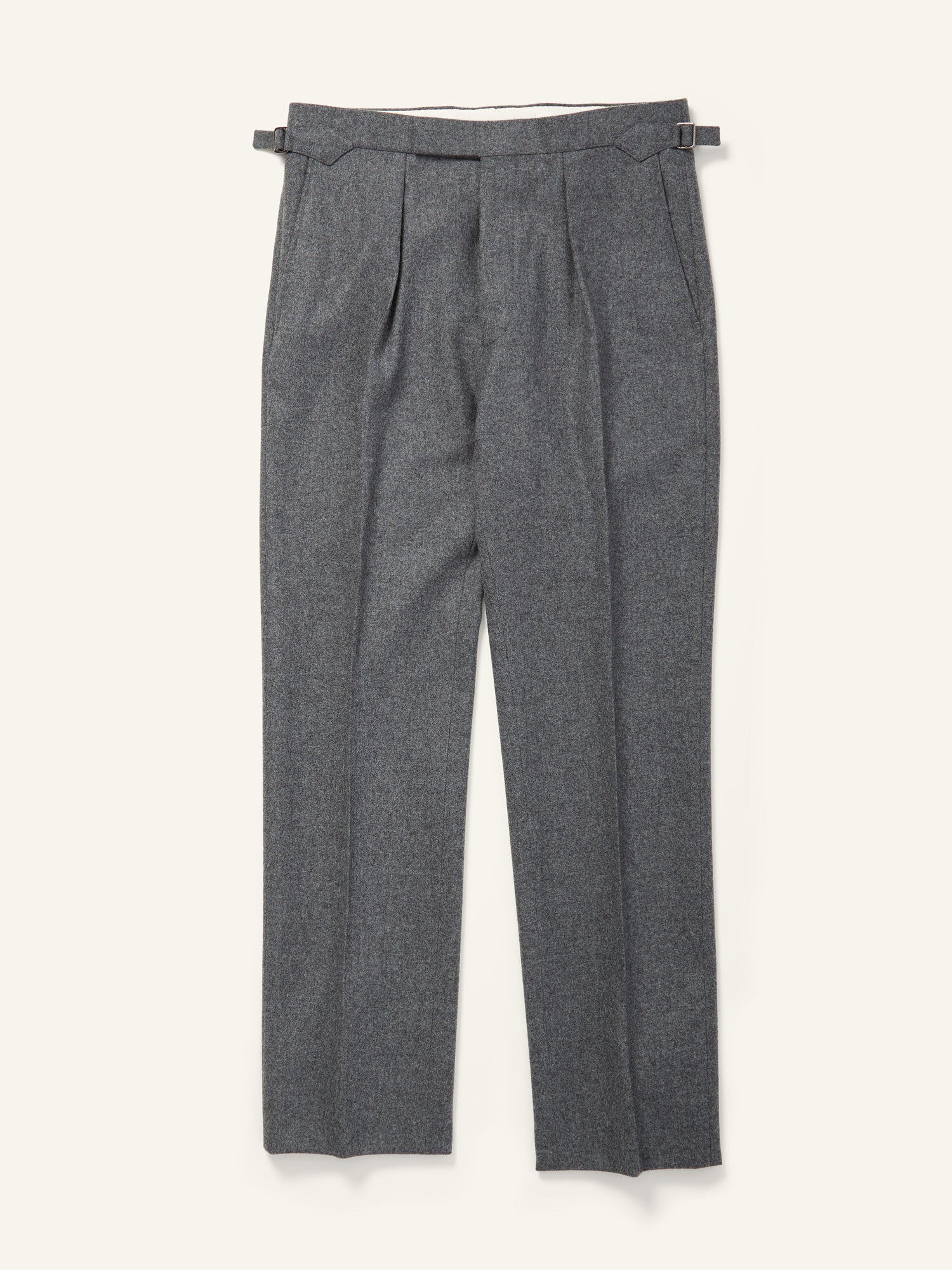 Colkirk Woolen Flannel Pleated Trousers Mid Grey