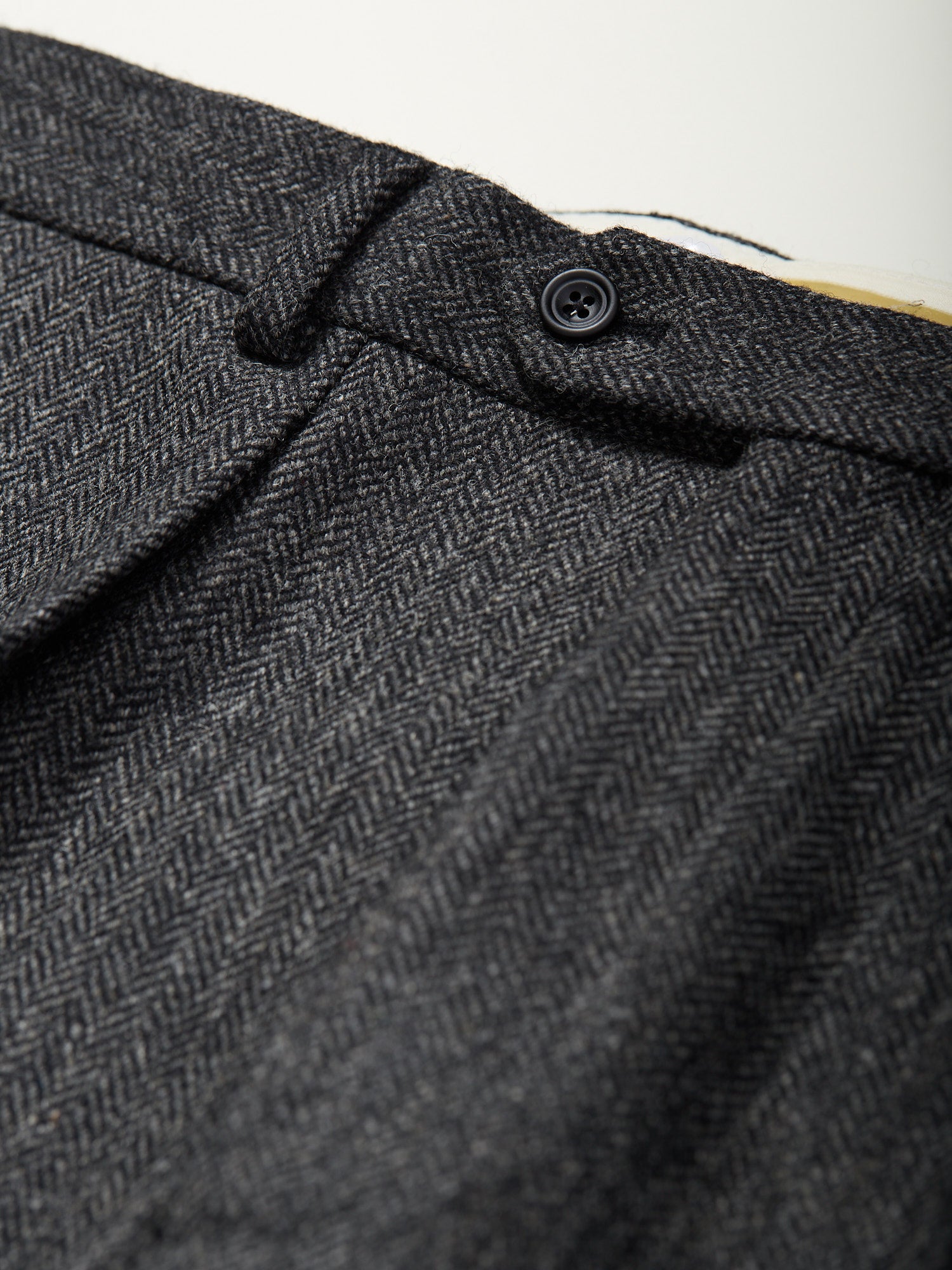 Colkirk Herringbone Tweed Pleated Trousers Charcoal