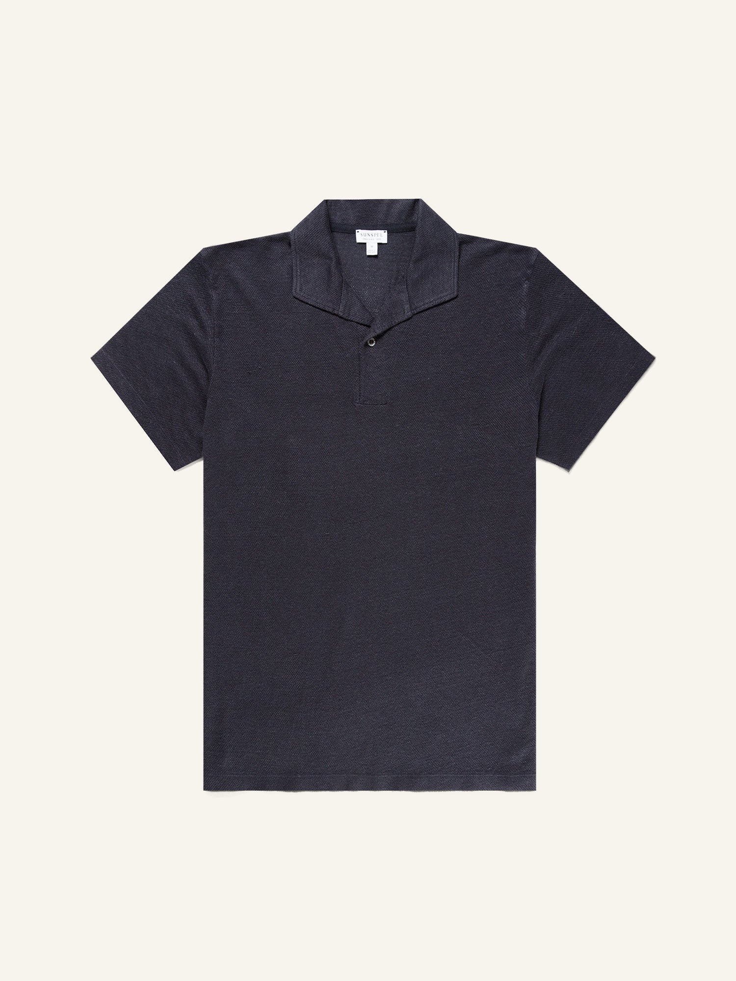 Linen Pique Polo Shirt Navy