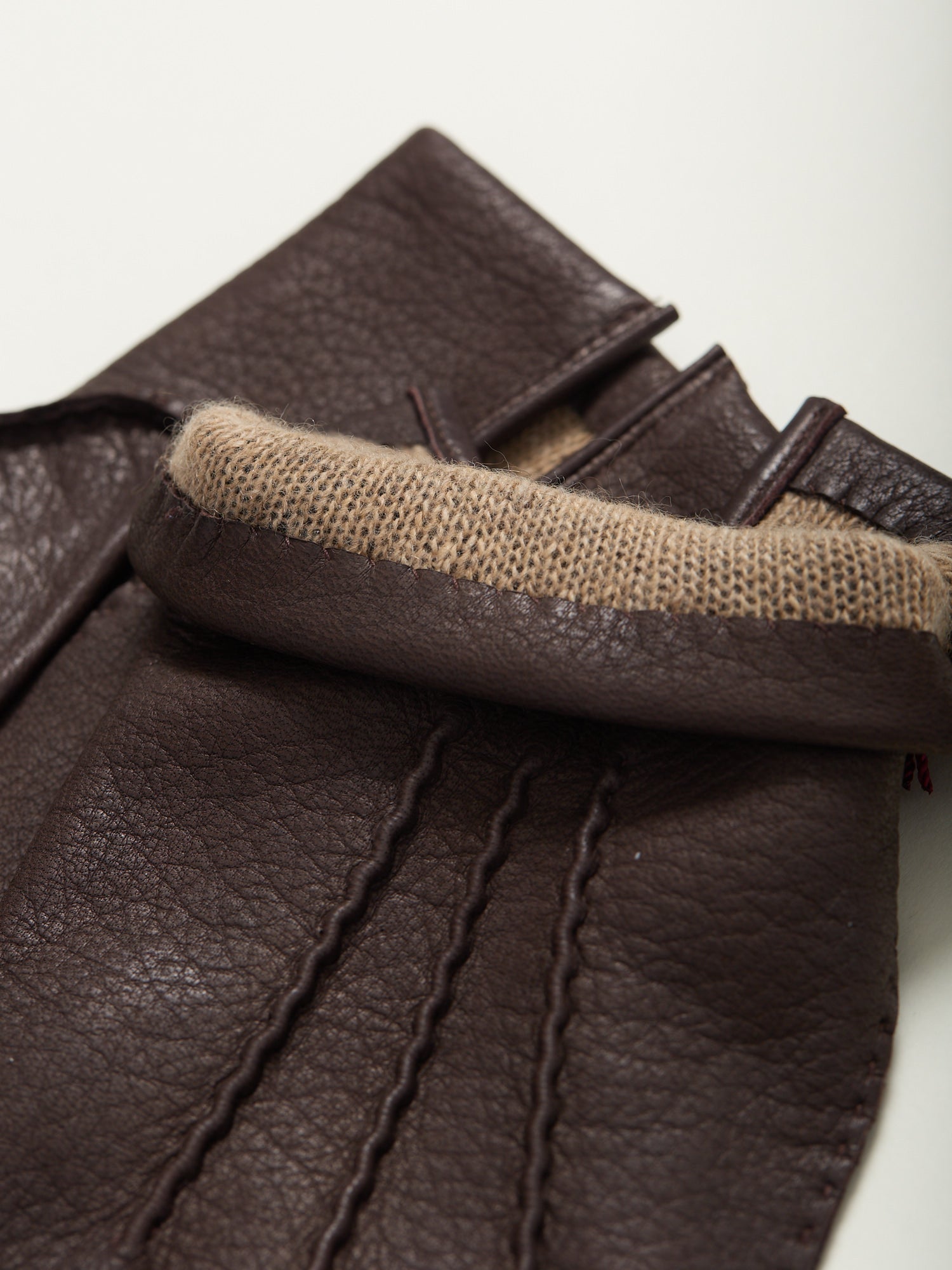 Cashmere Lined Deerskin Gloves Bark