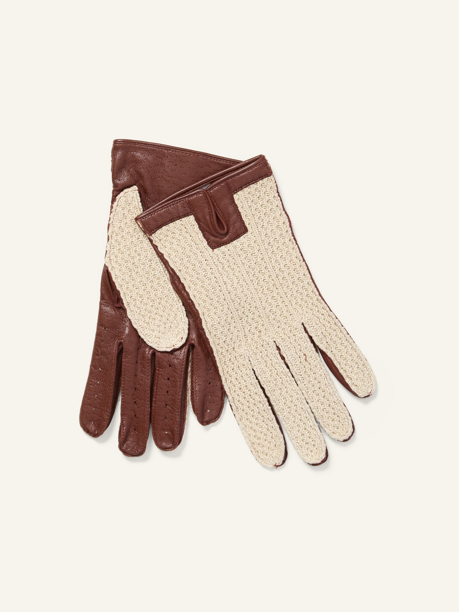 Cotton Crochet Back Driving Gloves English Tan