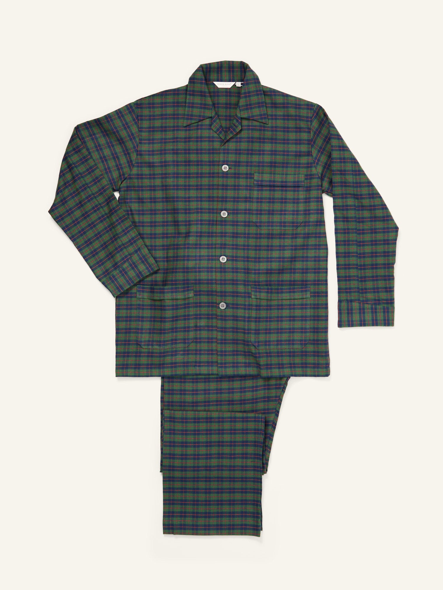 Brushed Cotton Pyjamas Green Plaid
