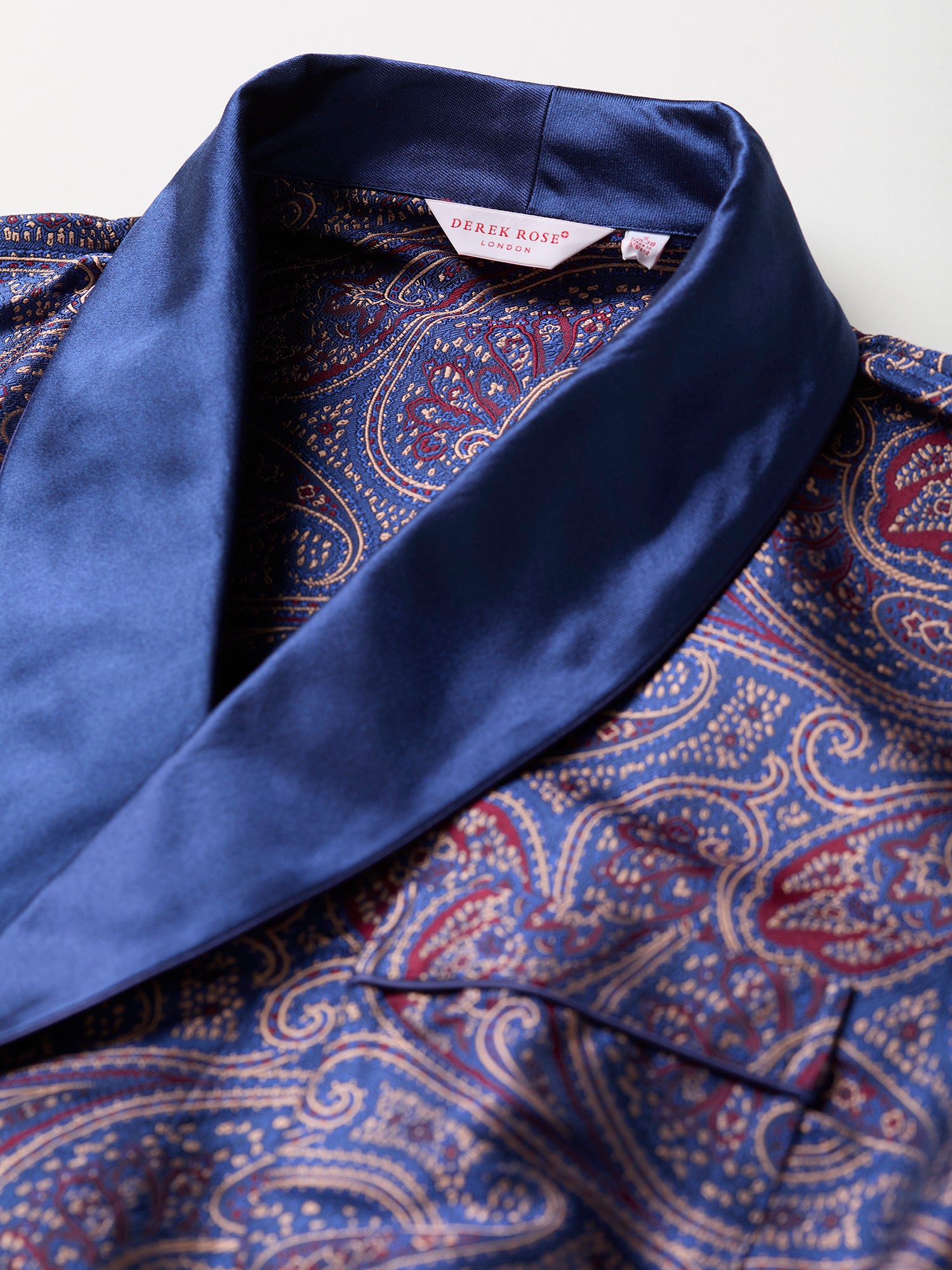 Jacquard Silk Dressing Gown Navy