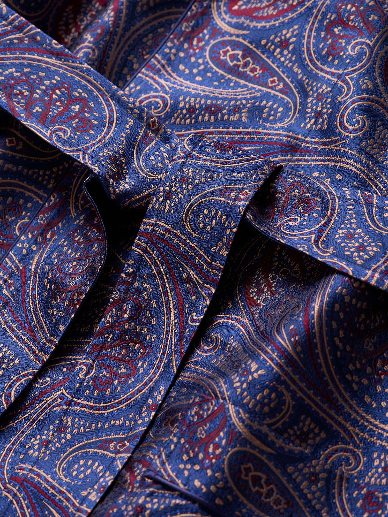 Jacquard Silk Dressing Gown Navy