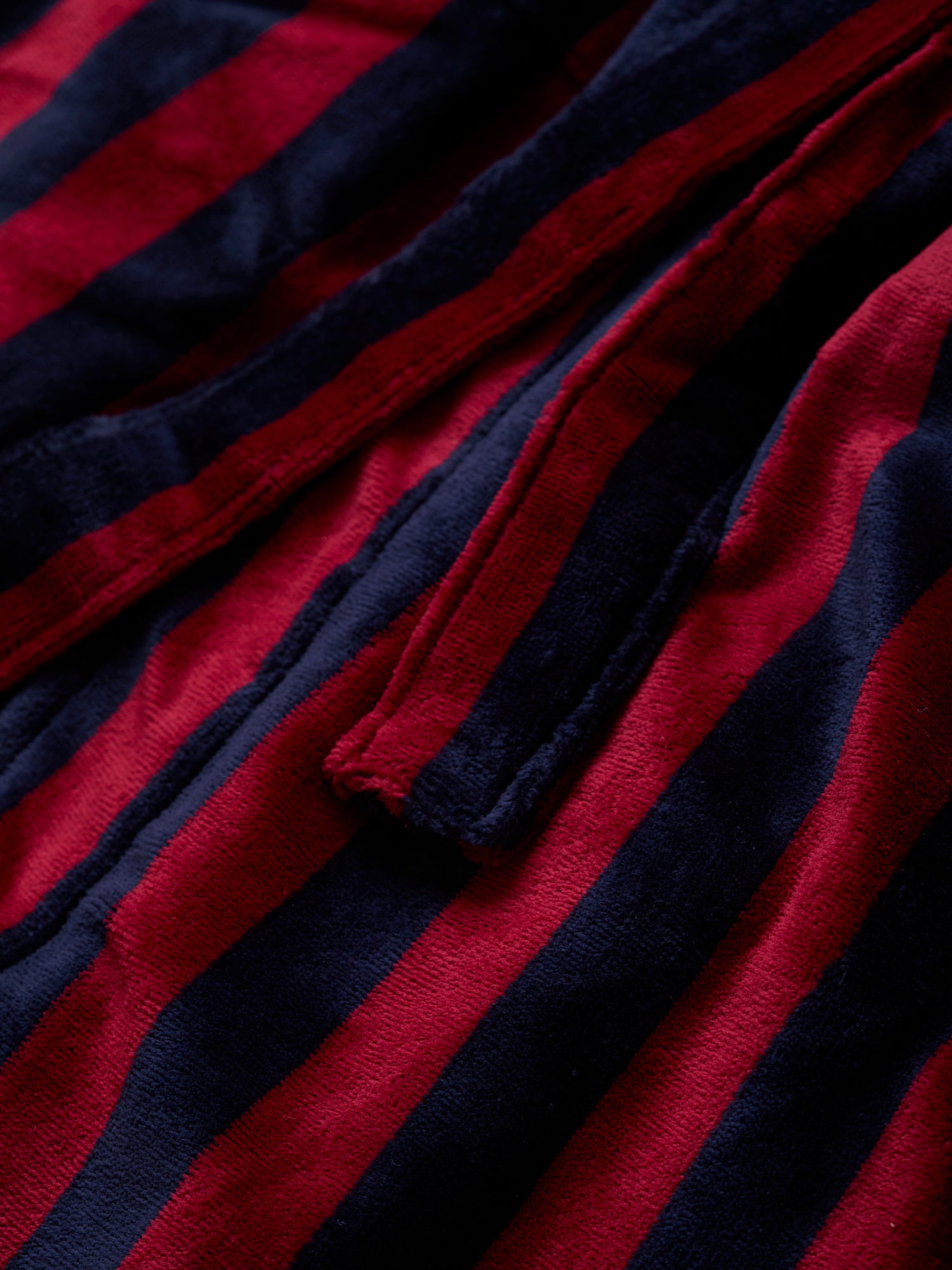 Terry Bathrobe Red Navy Stripe