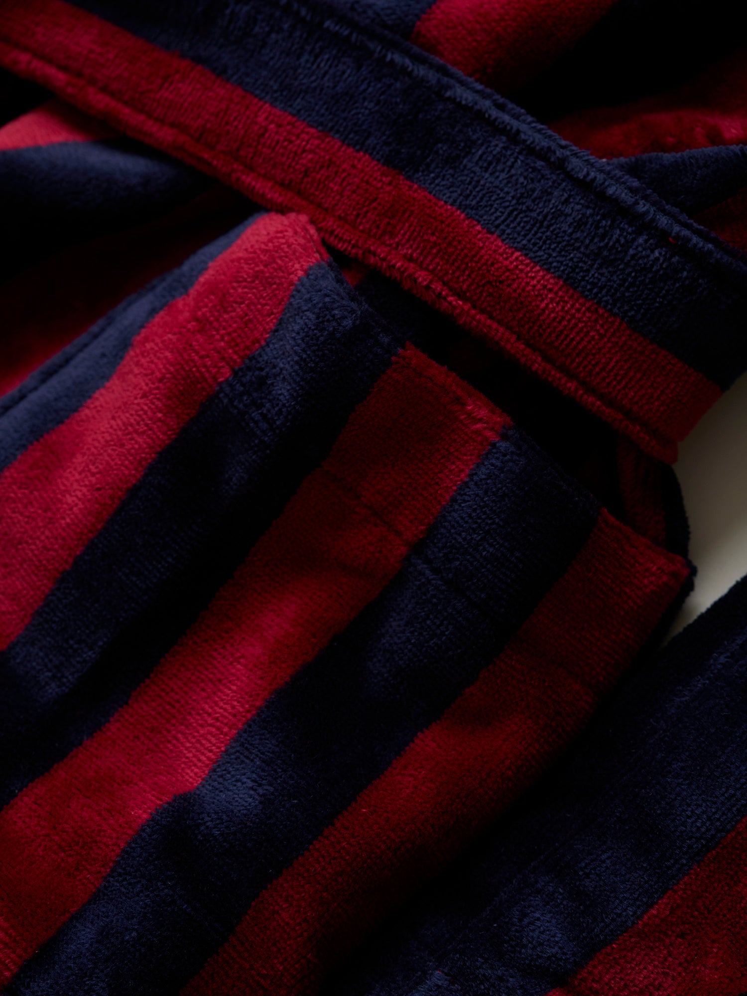 Terry Bathrobe Red Navy Stripe
