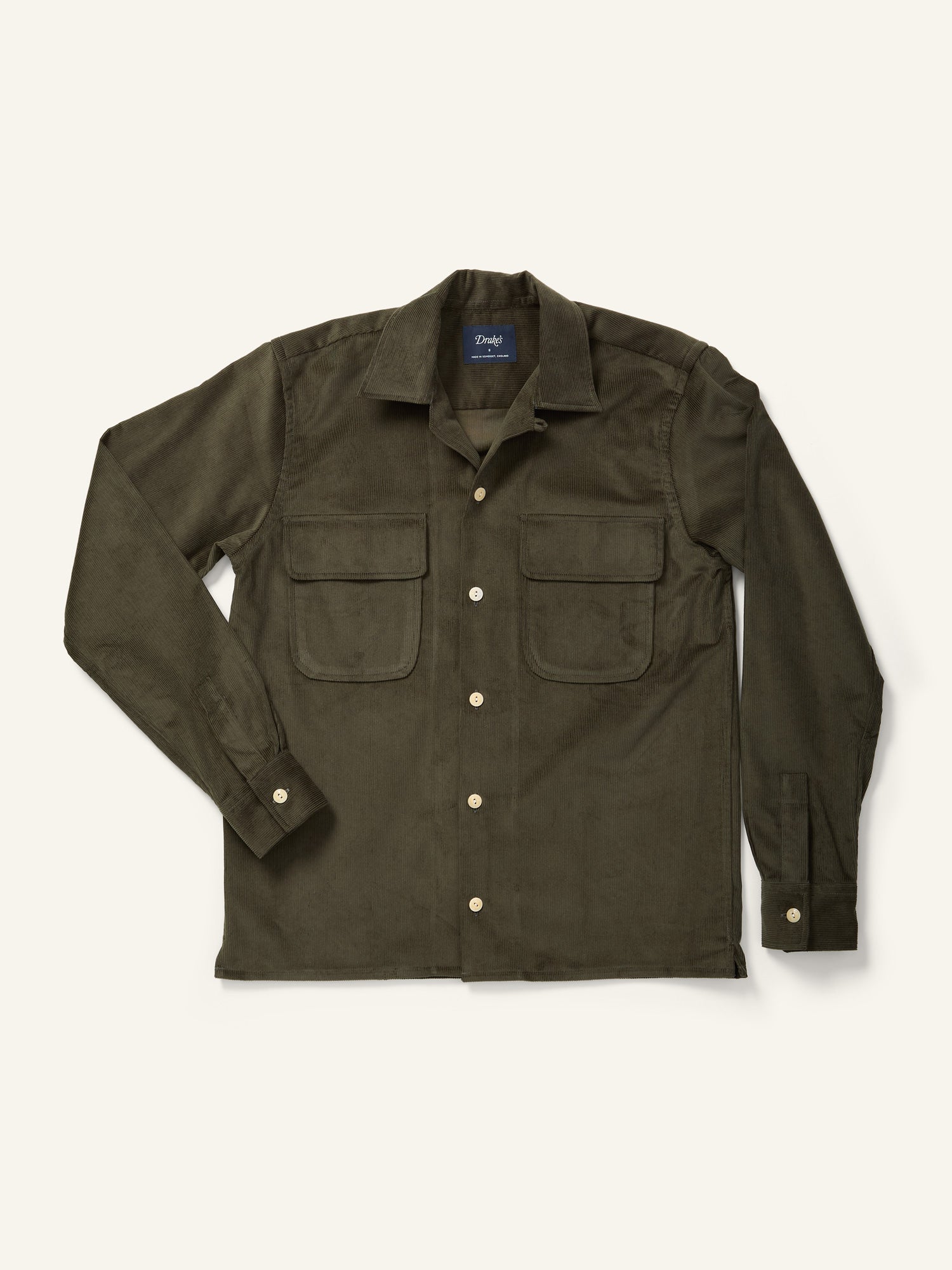 LS Camp Collar Needlecord Shirt Olive