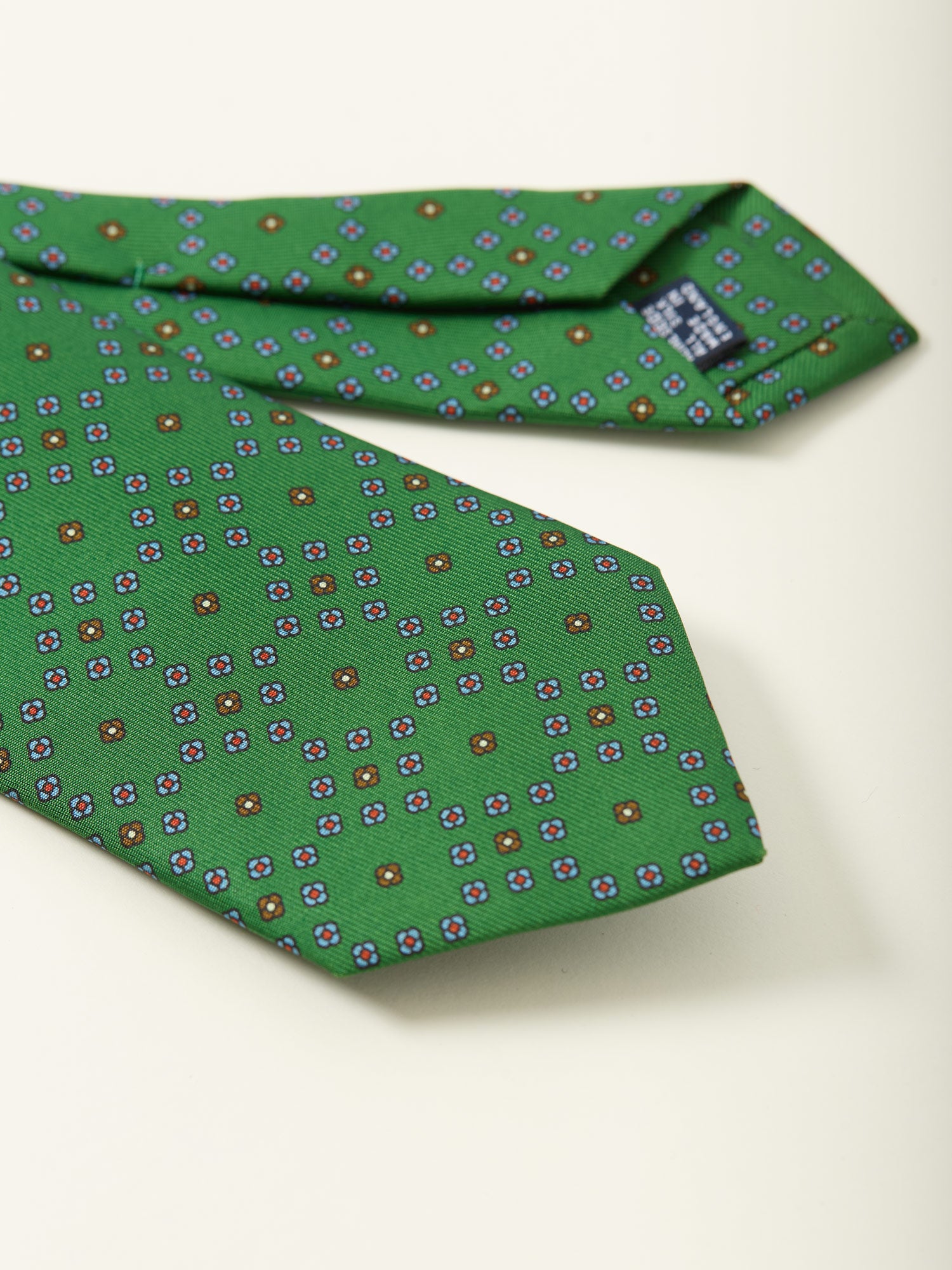 Mini Petal Print Silk Tie Emerald