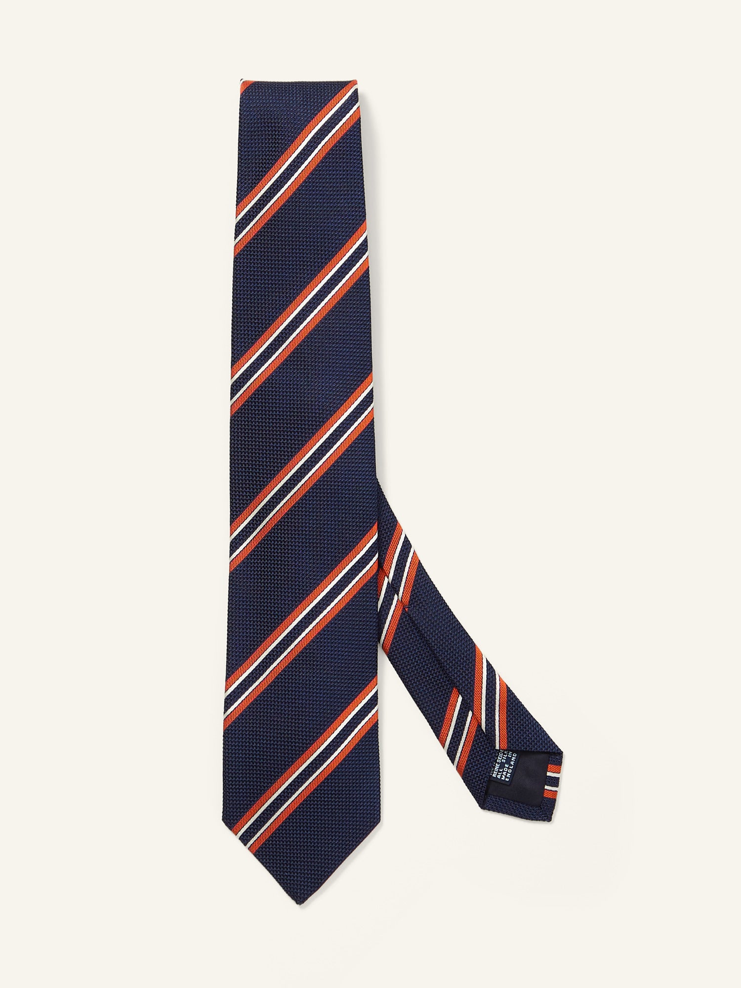 Multi Stripe Textured Silk Tie Navy & Orange