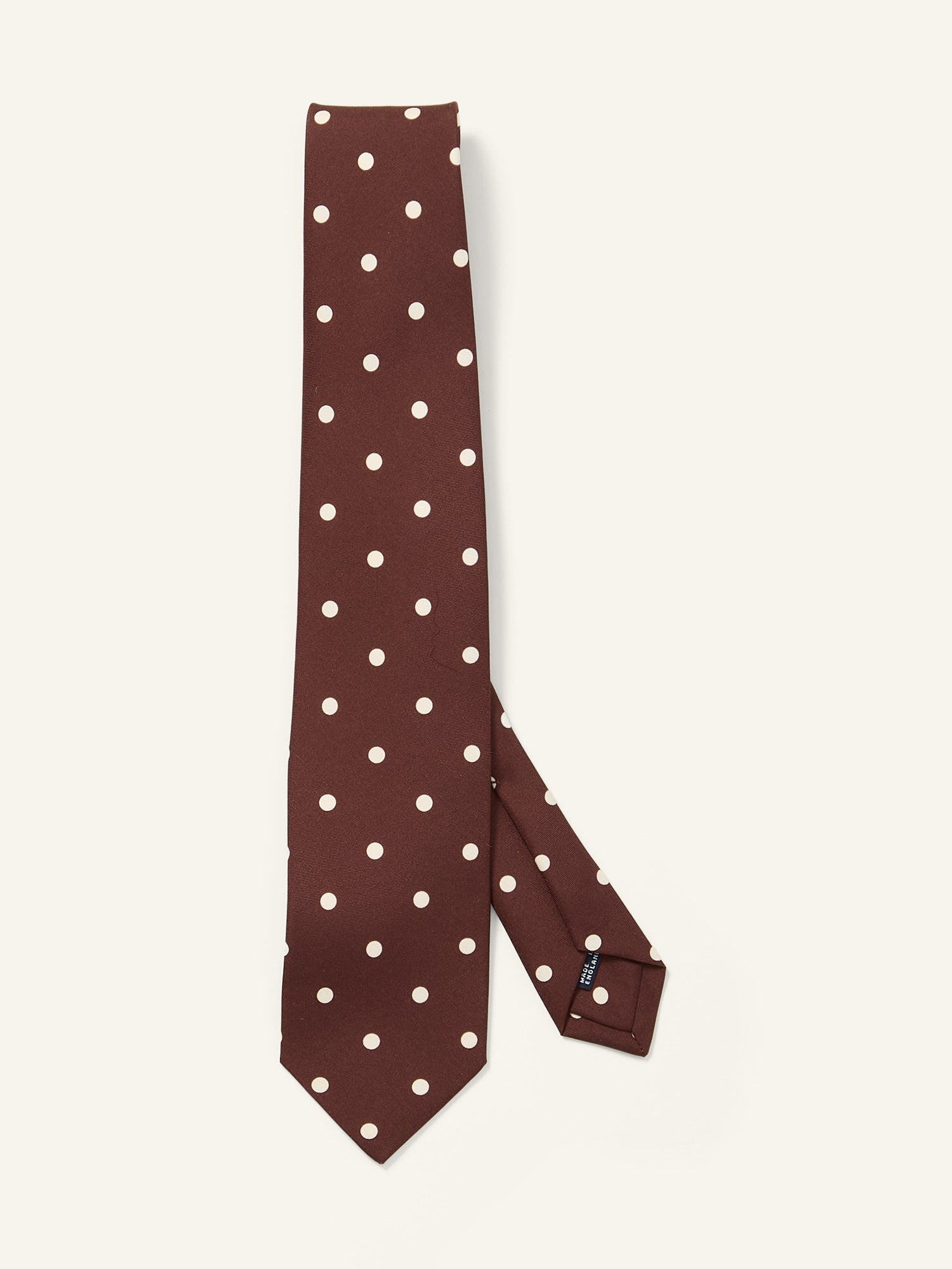 Polka Dot Pattern Silk Tie Brown