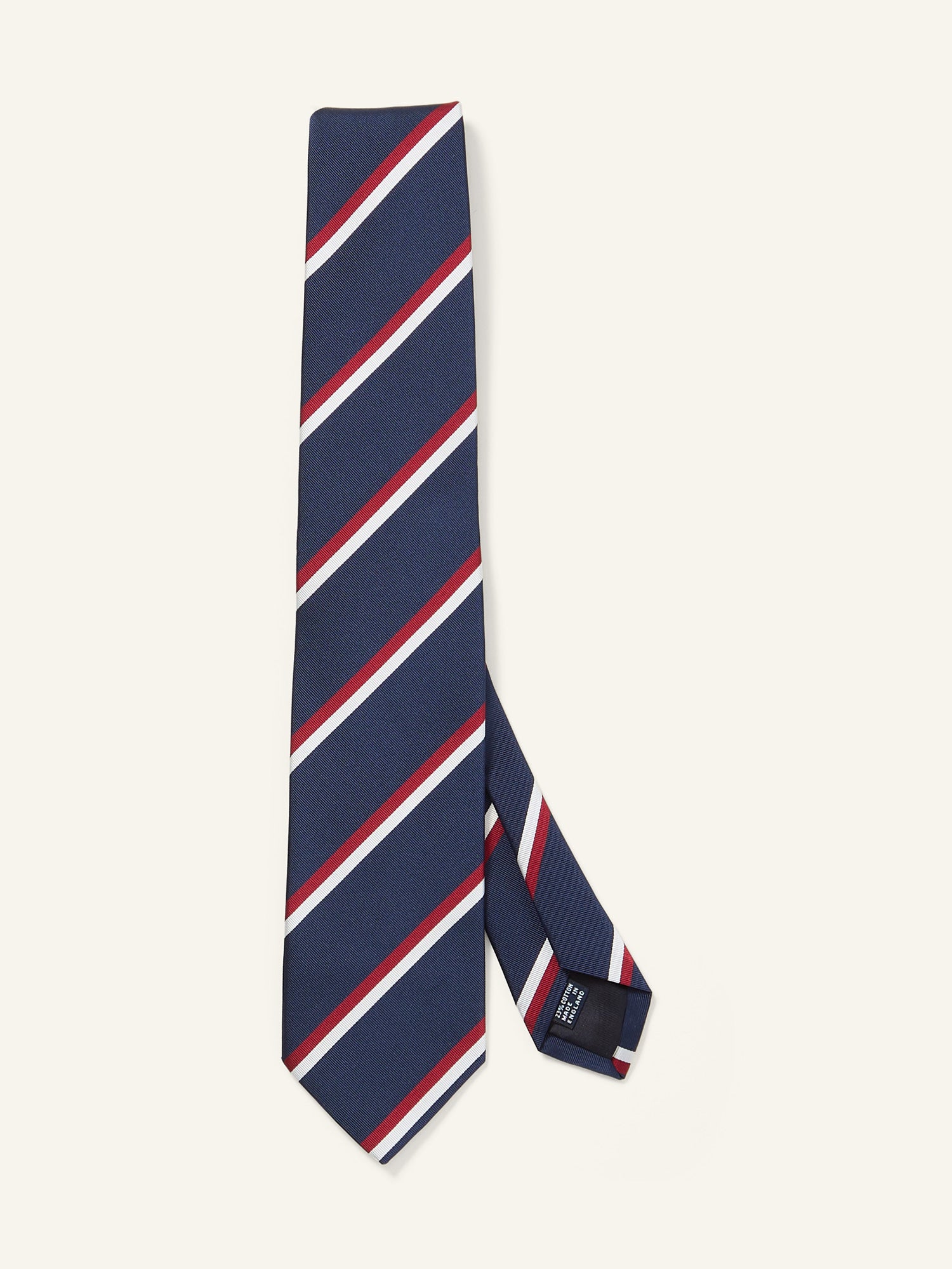 Double Stripe Mogador Silk Tie Navy, Red & White