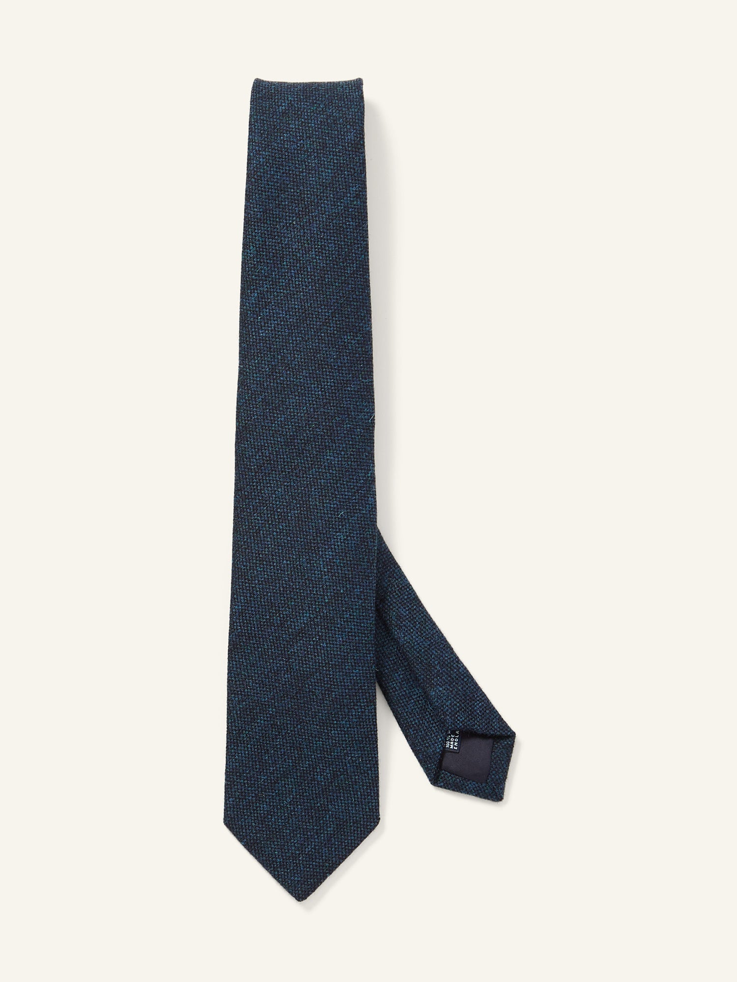 Plain Shetland Wool Tie Dark Blue