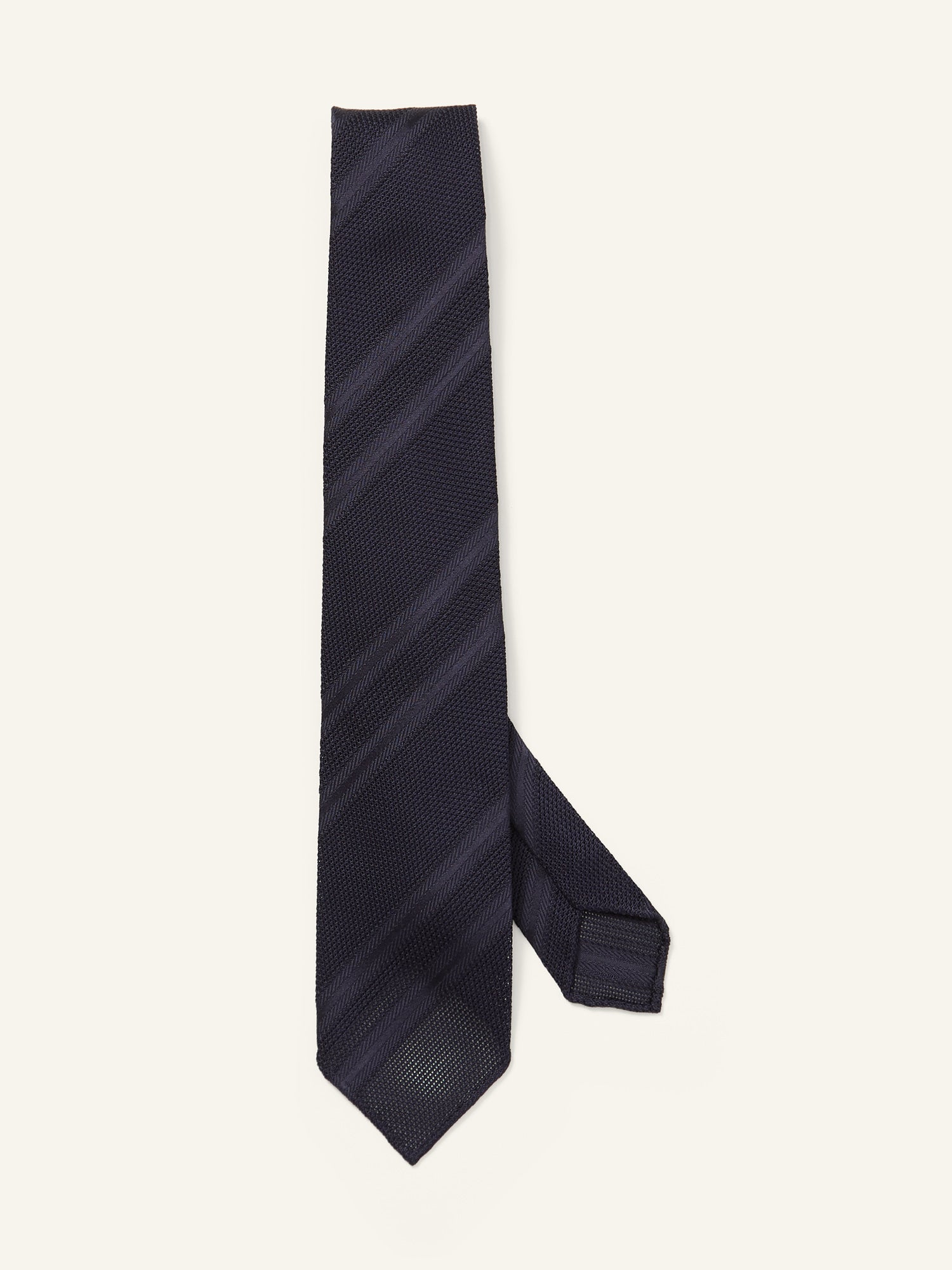 Dotted Stripe Grenadine Silk Tie Navy