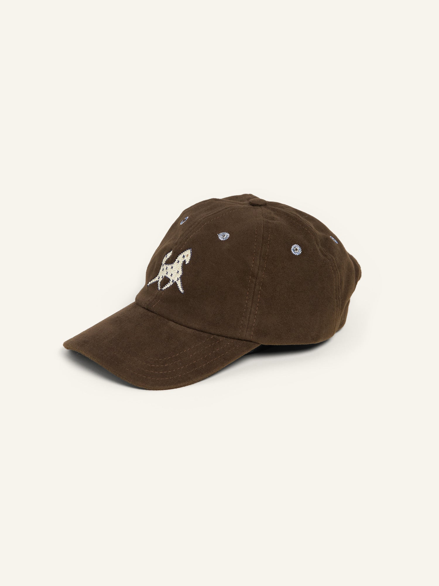 Horse Applique Moleskin Baseball Cap Brown