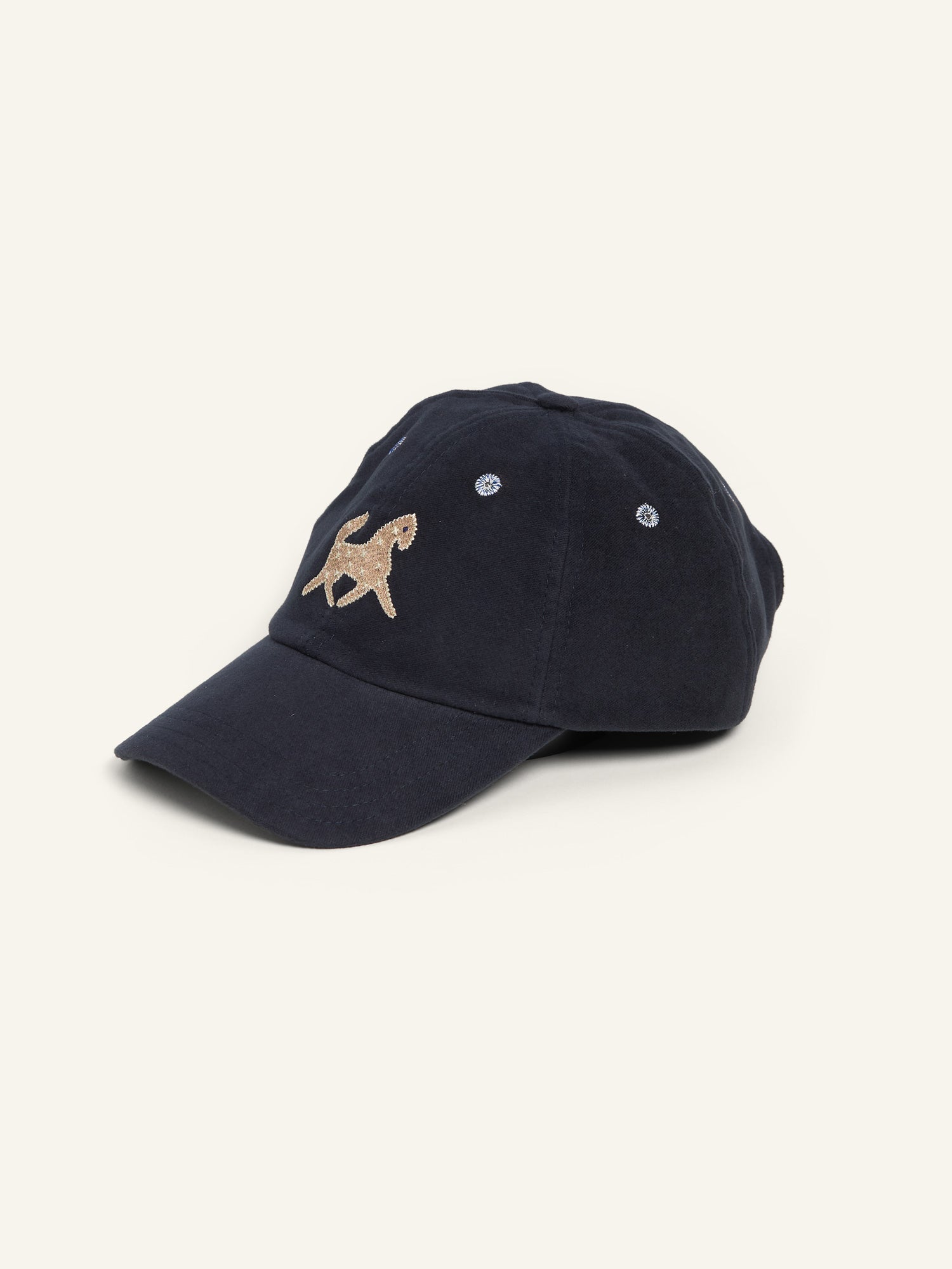 Horse Applique Moleskin Baseball Cap Dark Navy