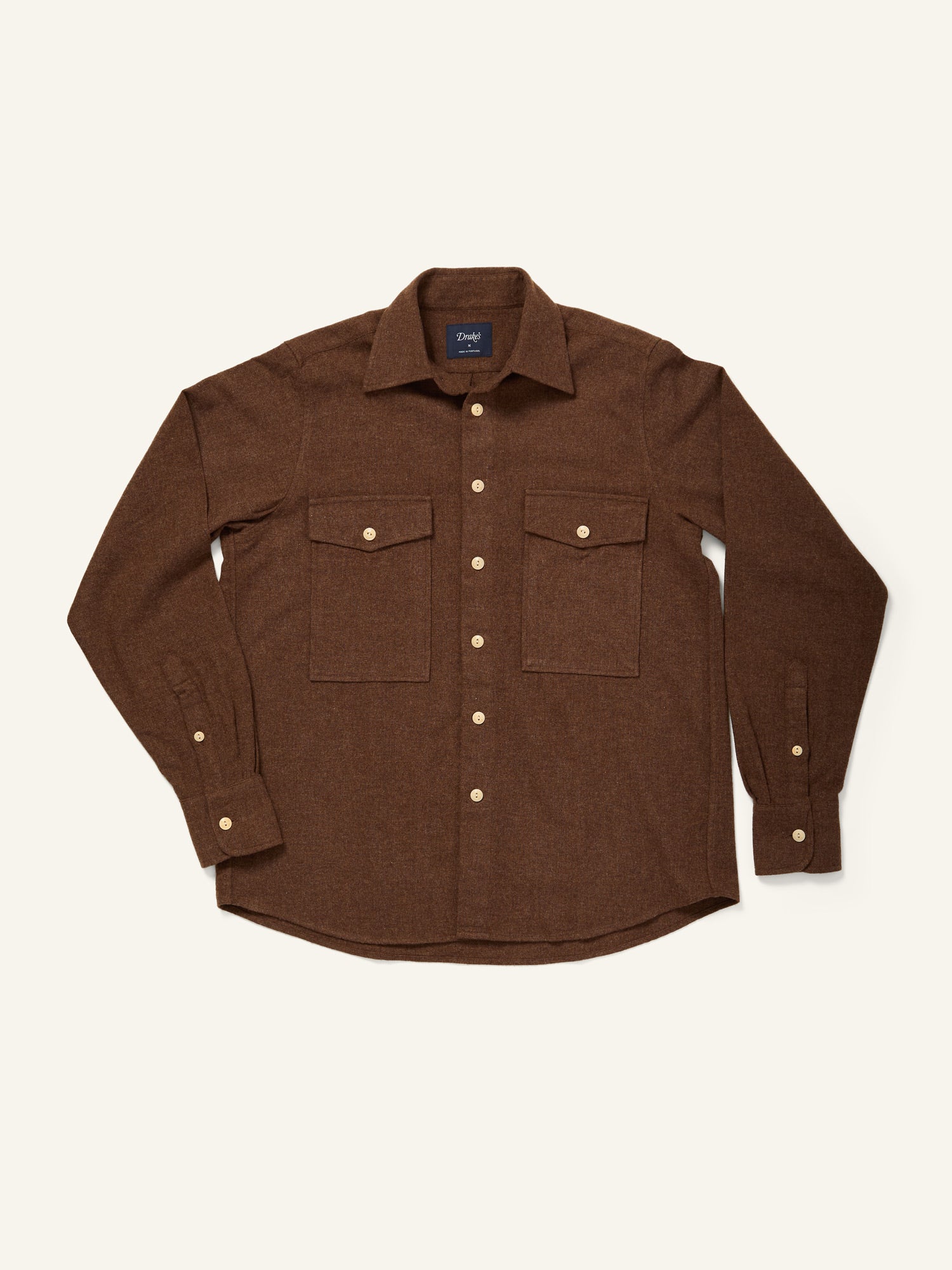 Wool Two-Pocket Work Shirt Brown