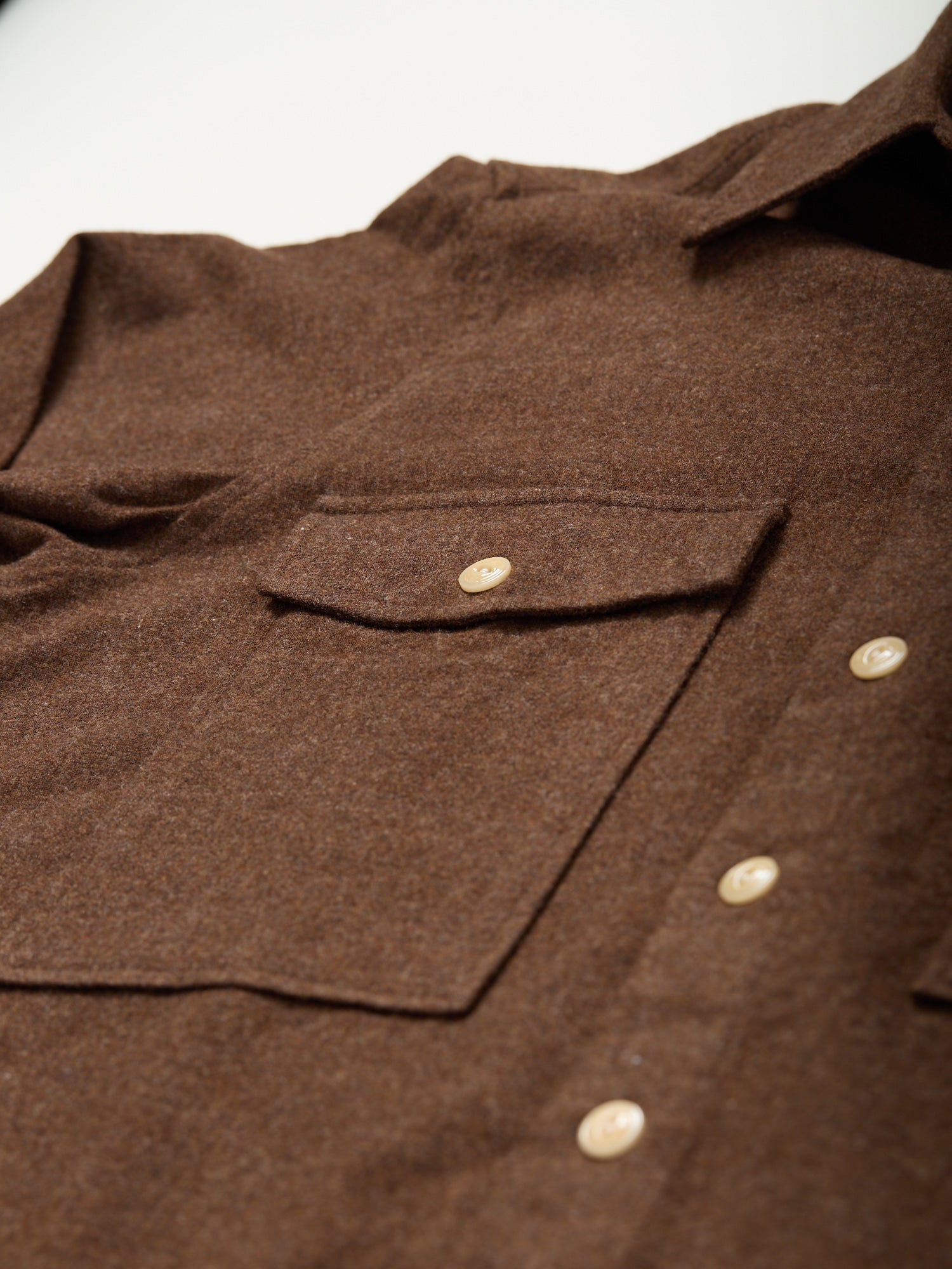 Wool Two-Pocket Work Shirt Brown