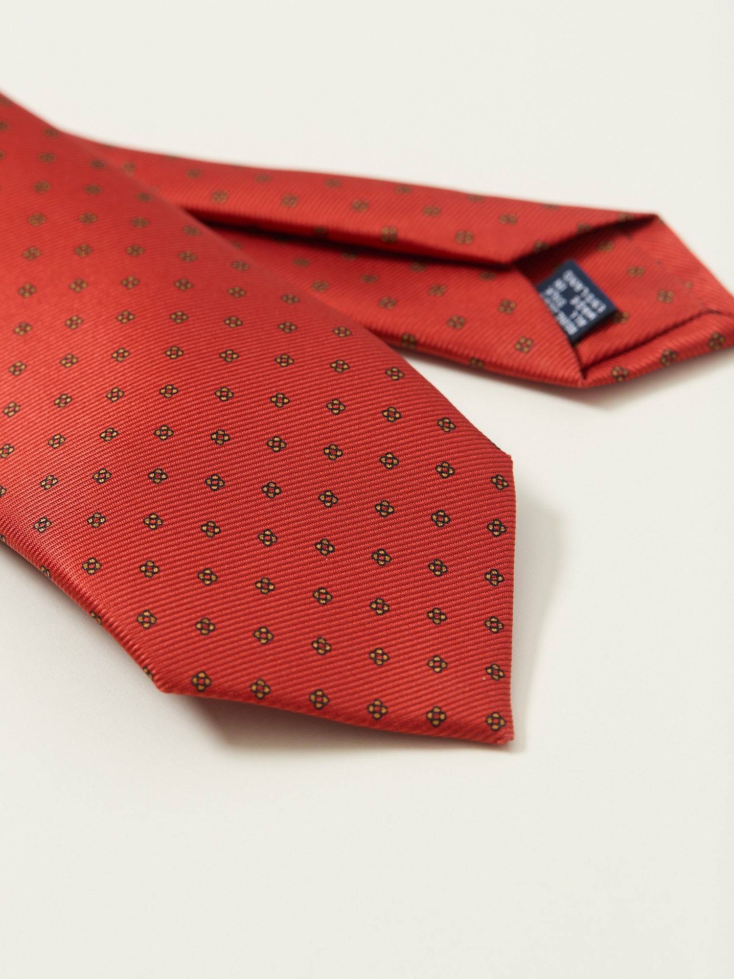 Mini Floral Print Silk Tie Red