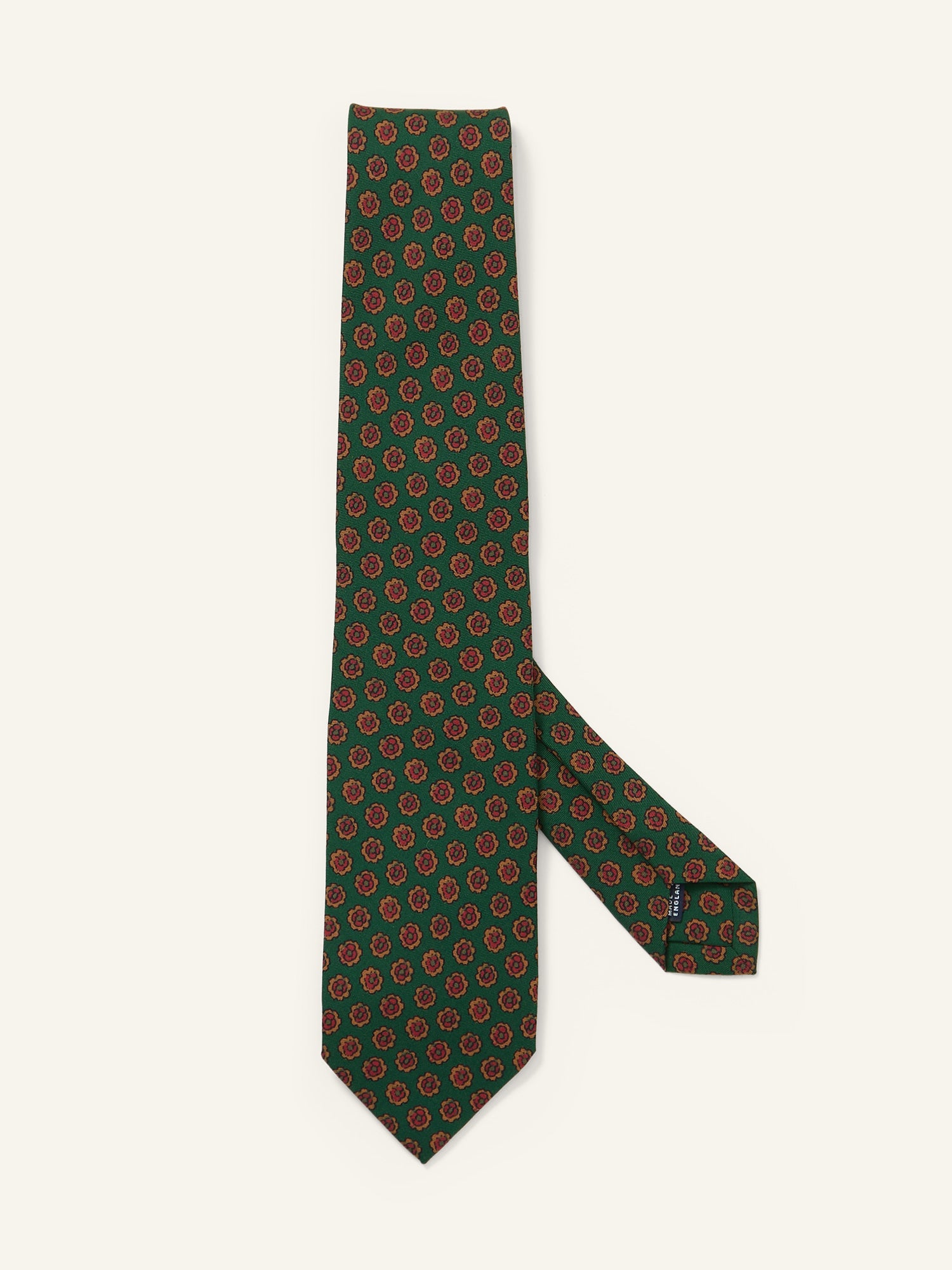 Mini Florals Print Wool/Silk Tie Green