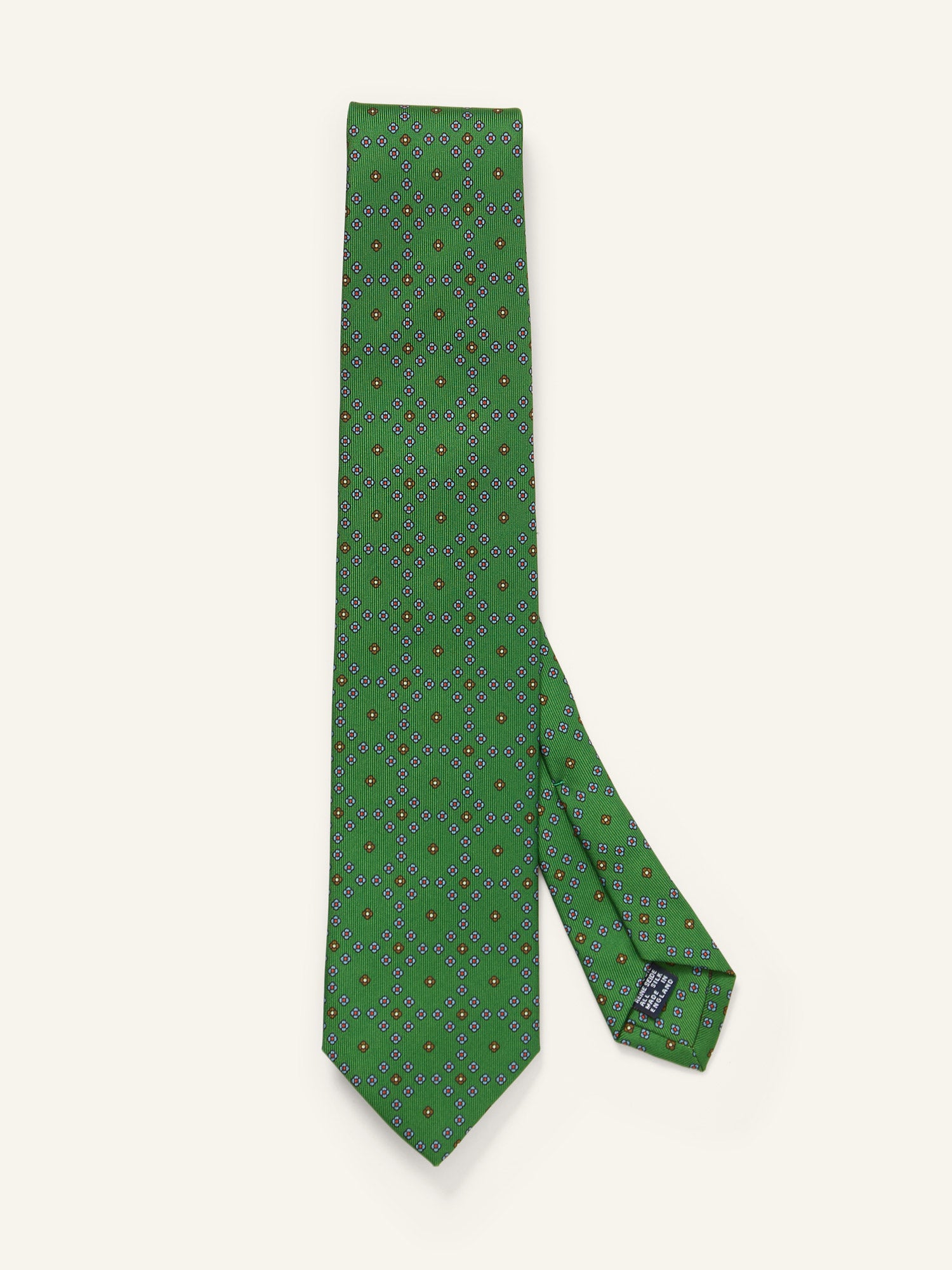 Mini Petal Print Silk Tie Emerald