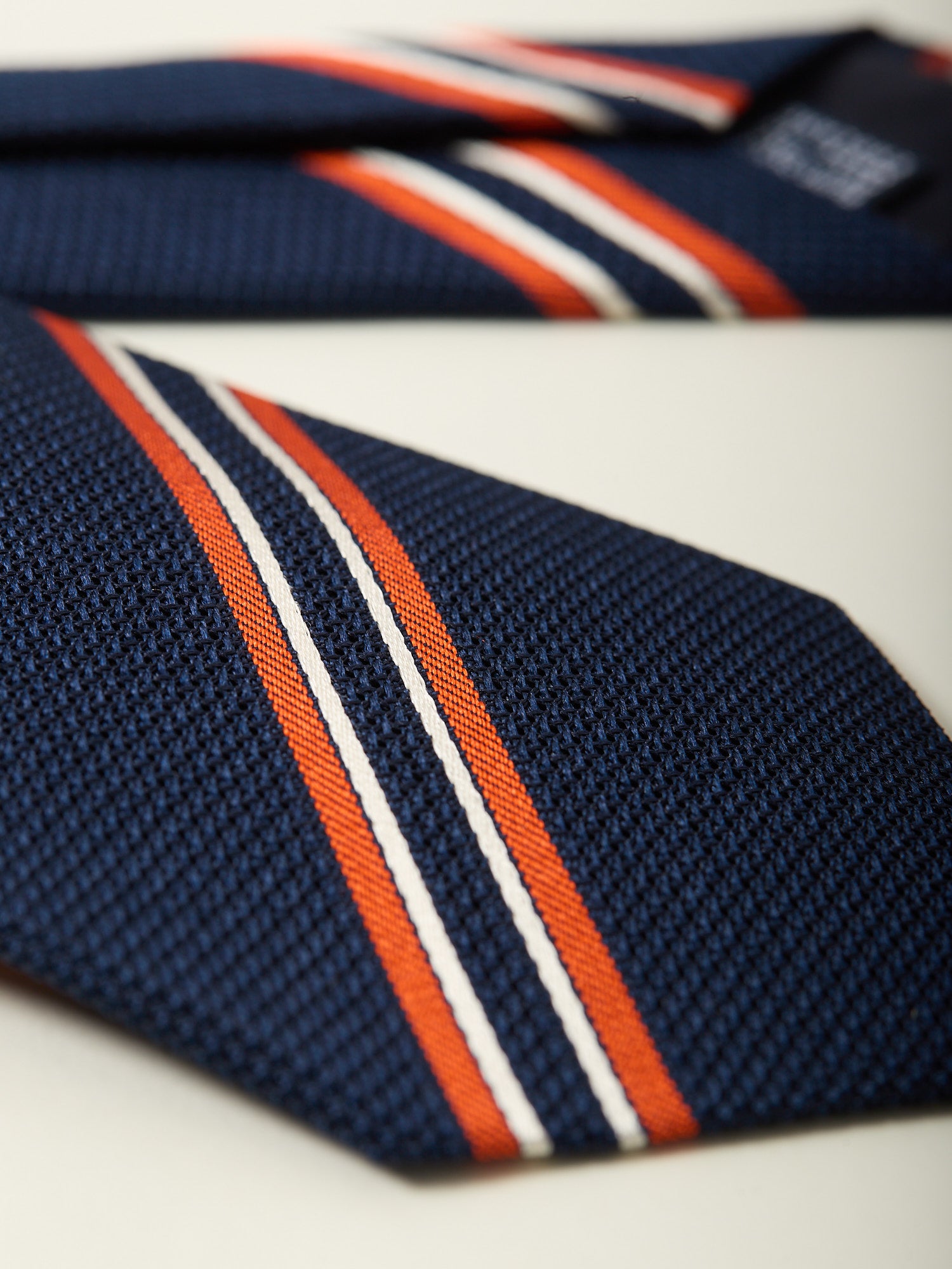 Multi Stripe Textured Silk Tie Navy & Orange
